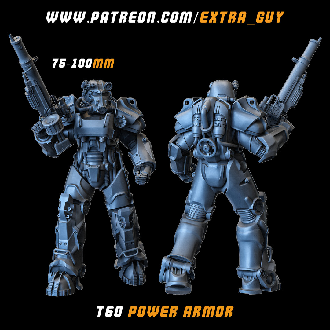 ArtStation T60 Power Armor 3D Printable   D E Guy T60 Powerarmor 01 