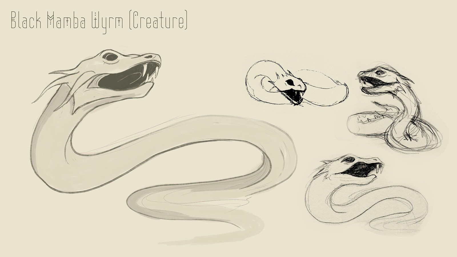 The Black Mamba Wyrm sketches and ideation.