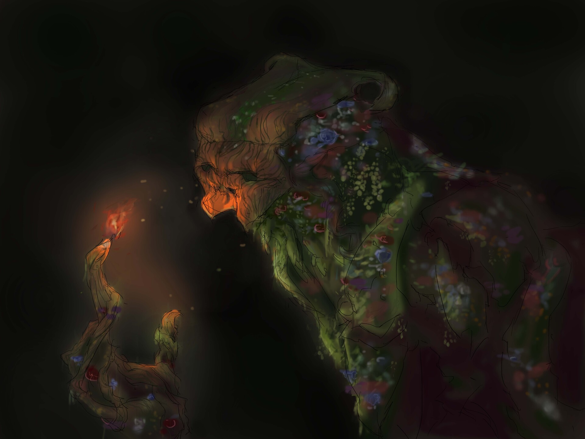 ArtStation - Sentient Tree Discovering Fire