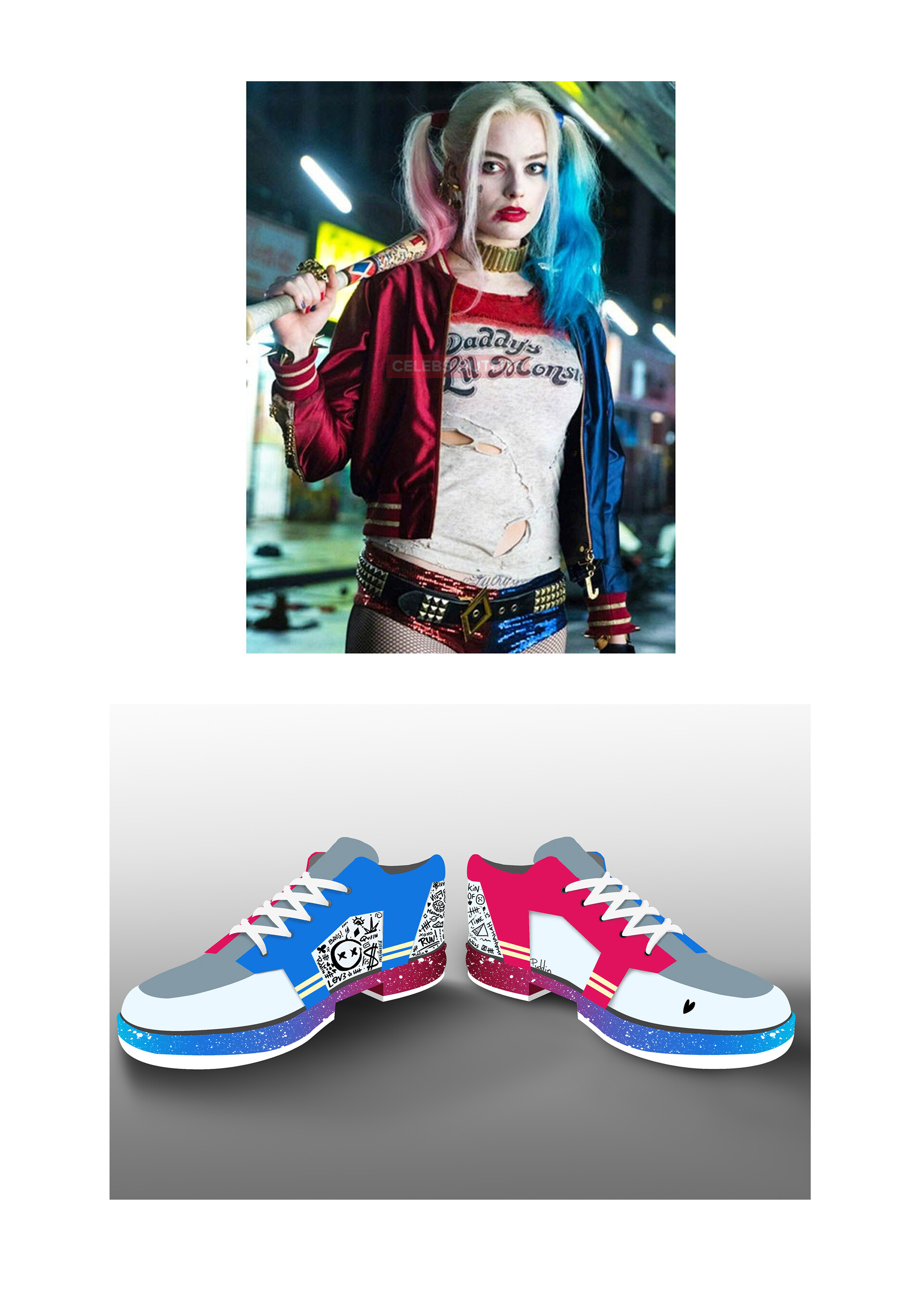 Pink and Green Sneakers worn by Harley Quinn (Margot Robbie) as seen in on  the set of Birds of Prey (and the Fantabulous Emancipation of One Harley  Quinn) | Spotern
