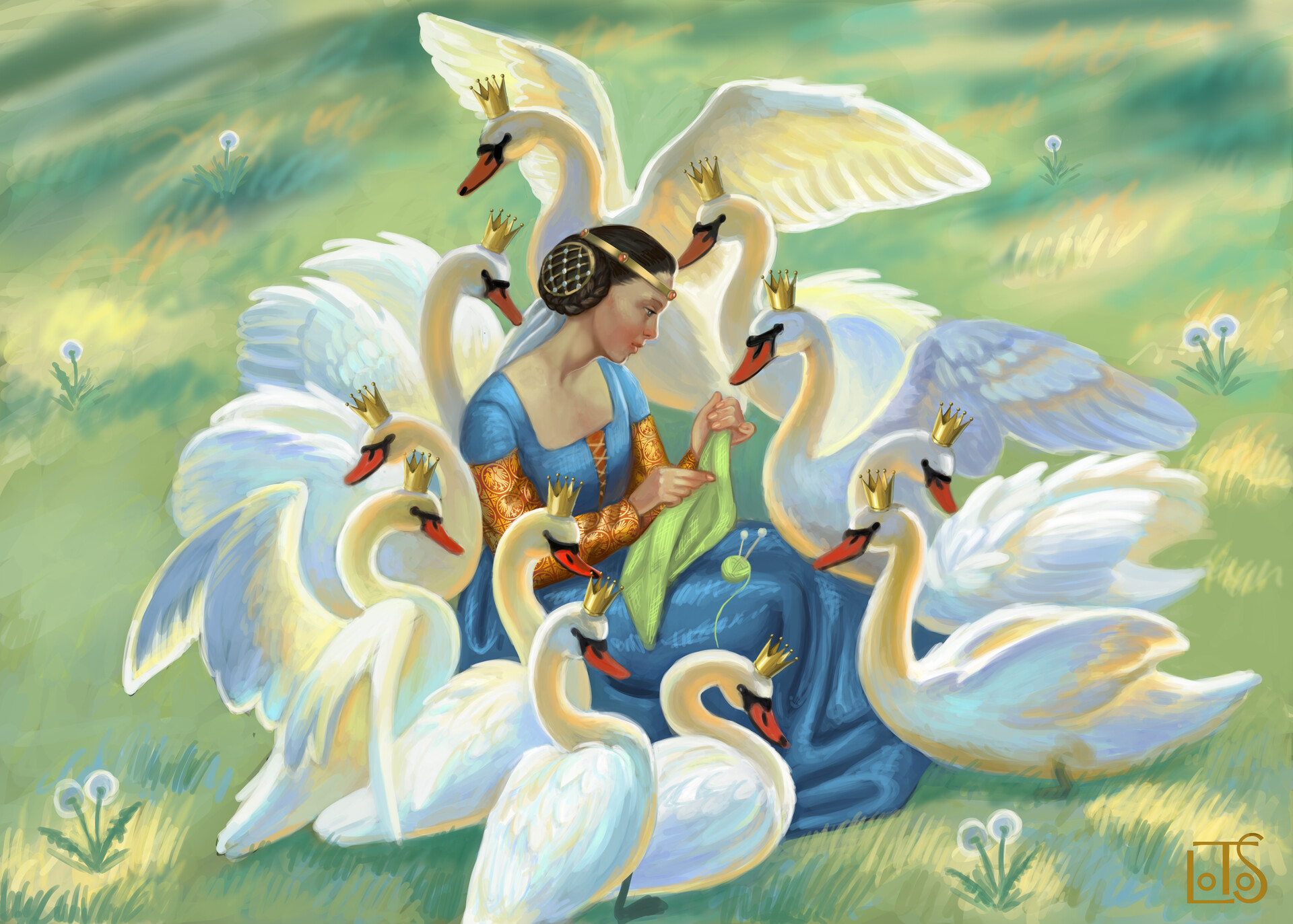 ArtStation - illustration for the fairy tale "Wild Swans" by Andersen