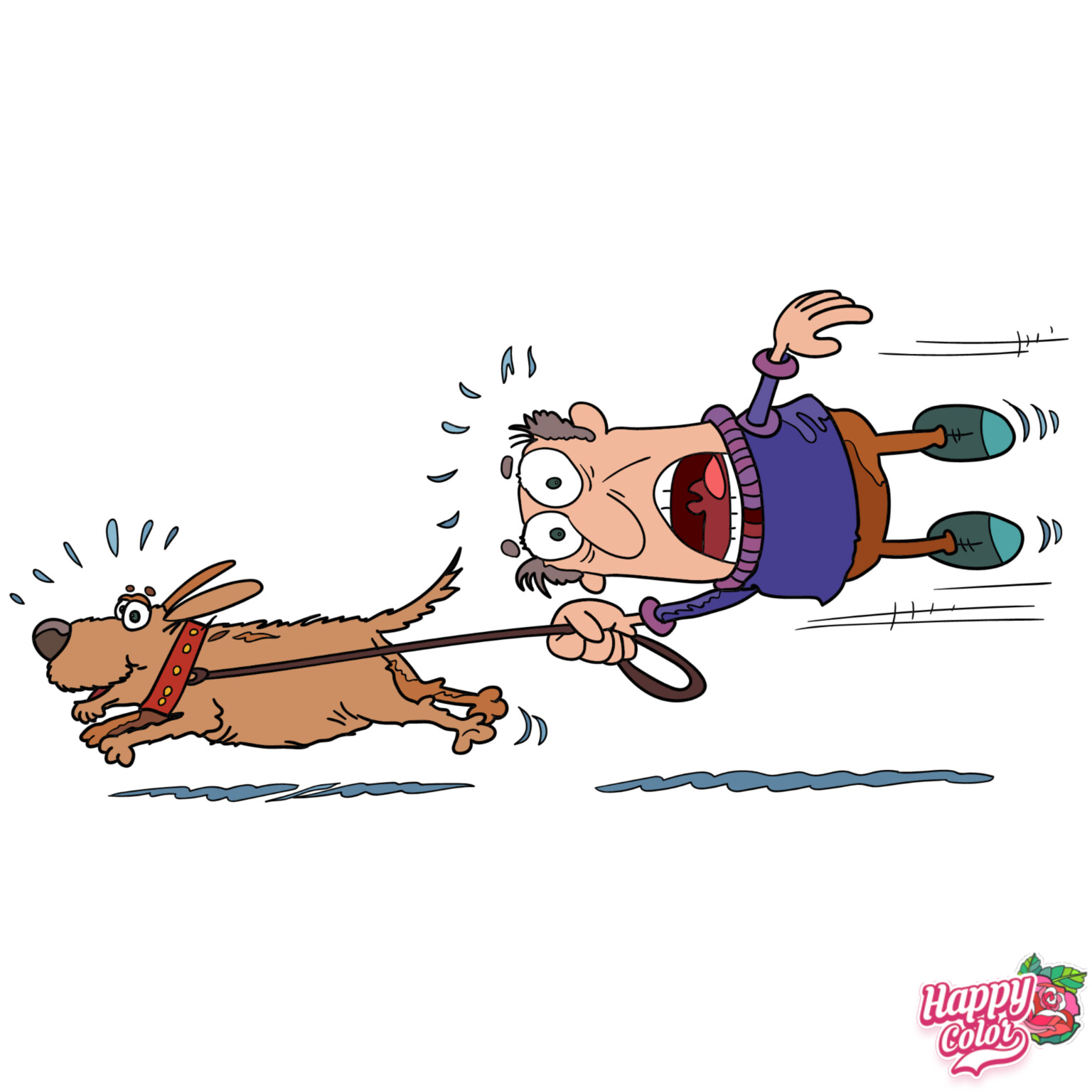 ArtStation A Dog Running In The Park And Pulling His Owner Along