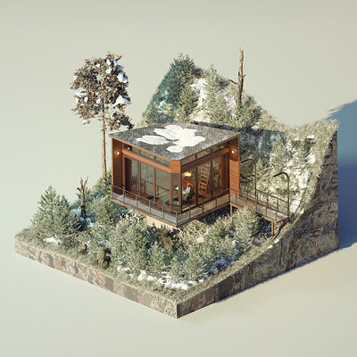 Winter Reading - Iso 3D Art