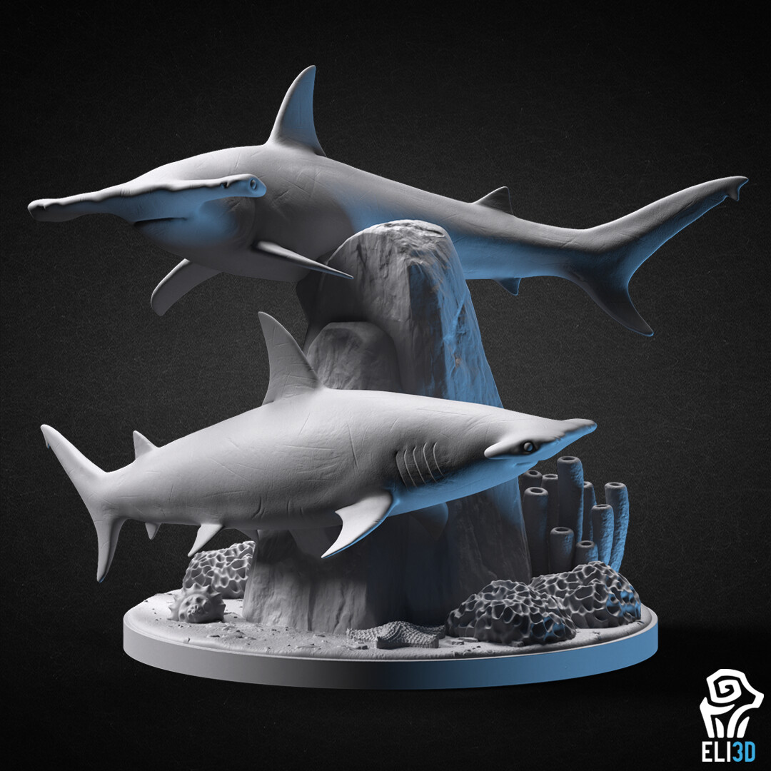Artstation hammerhead shark diorama