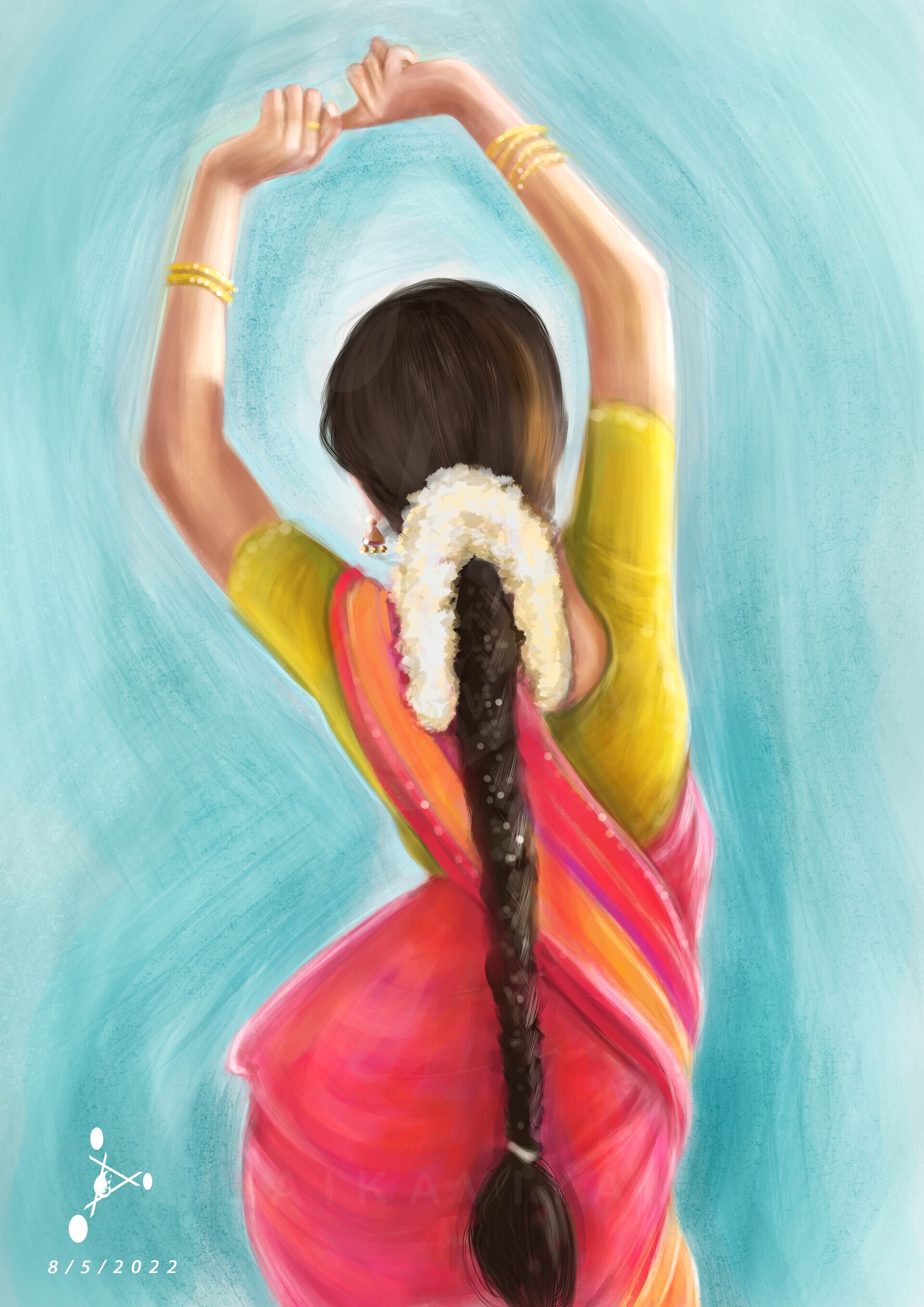 ArtStation - Indian traditional dance bharatanatyam art, image size:1920x2715