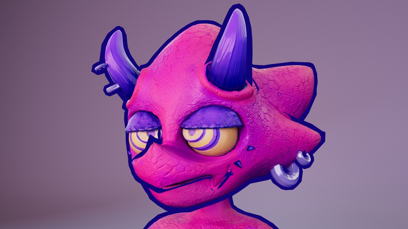 A close up of her head