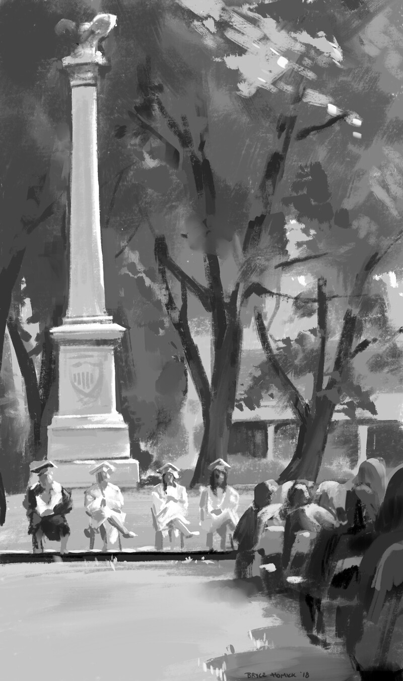 Day 30 - Plein air of my town's High school graduation