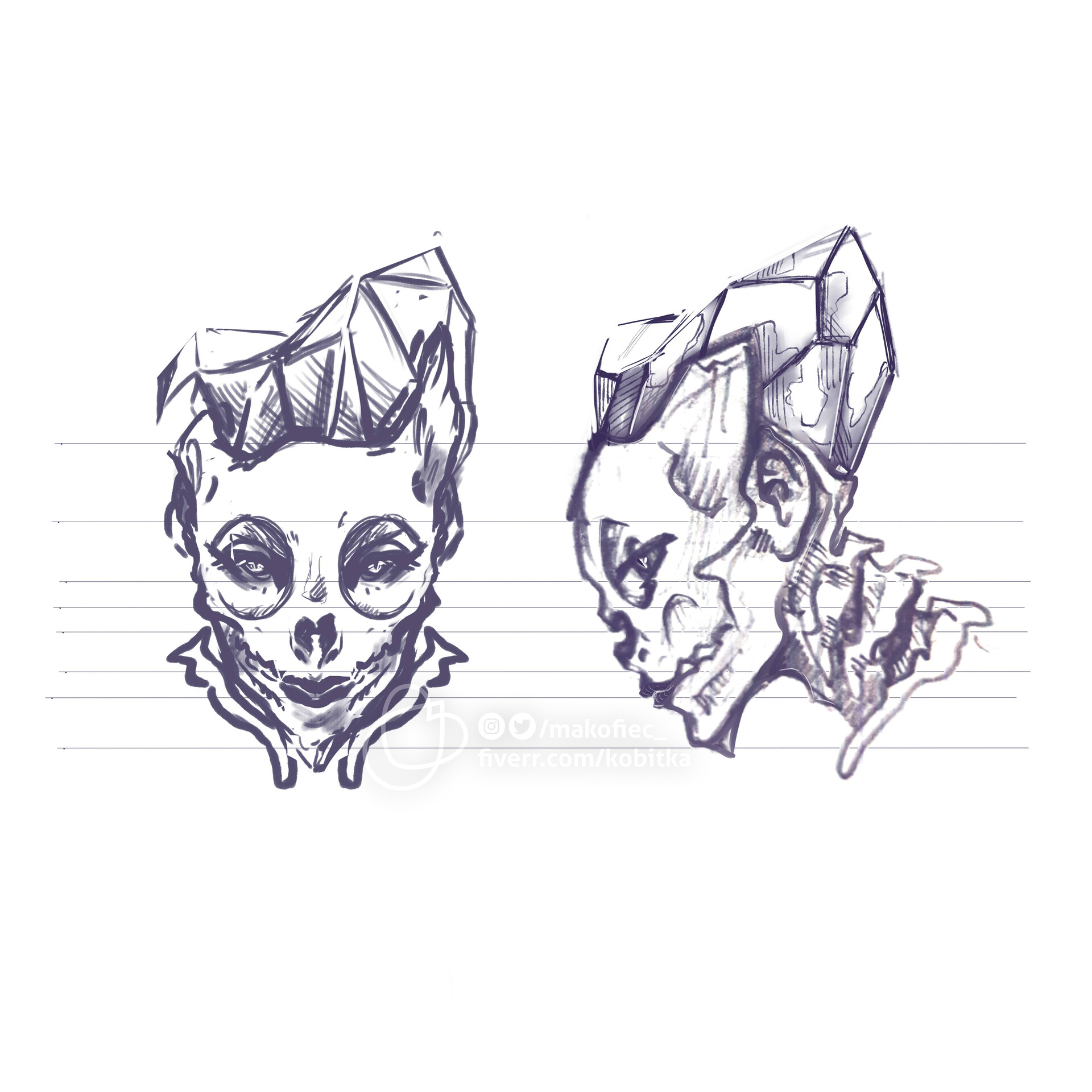 ArtStation Crystal skullheaded lady w.i.p.