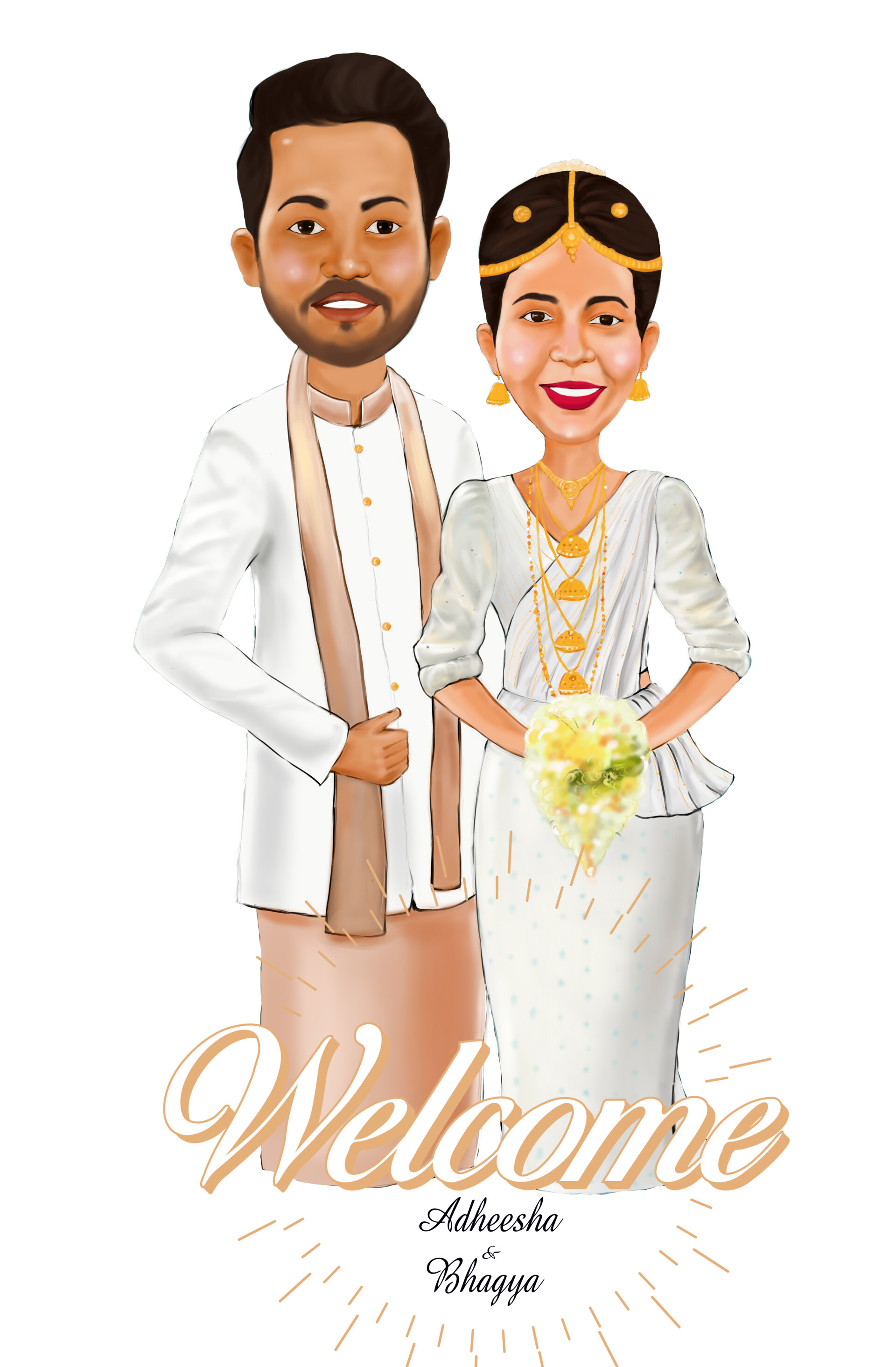 ArtStation - Wedding couple cartoon Illustration