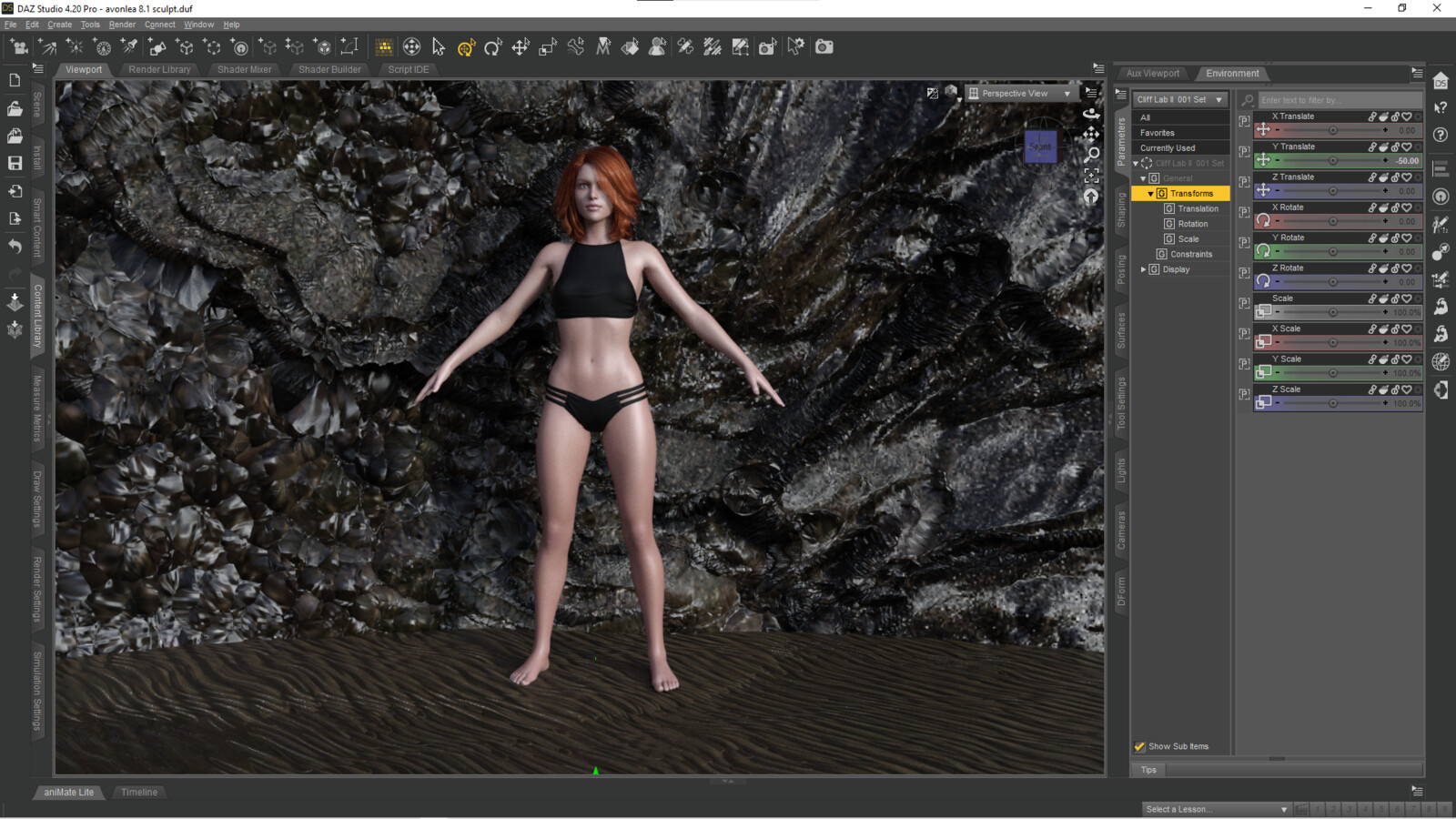 Shader Adjustments in DAZ - Ground added with Tidal Sand shader created in Substance Designer