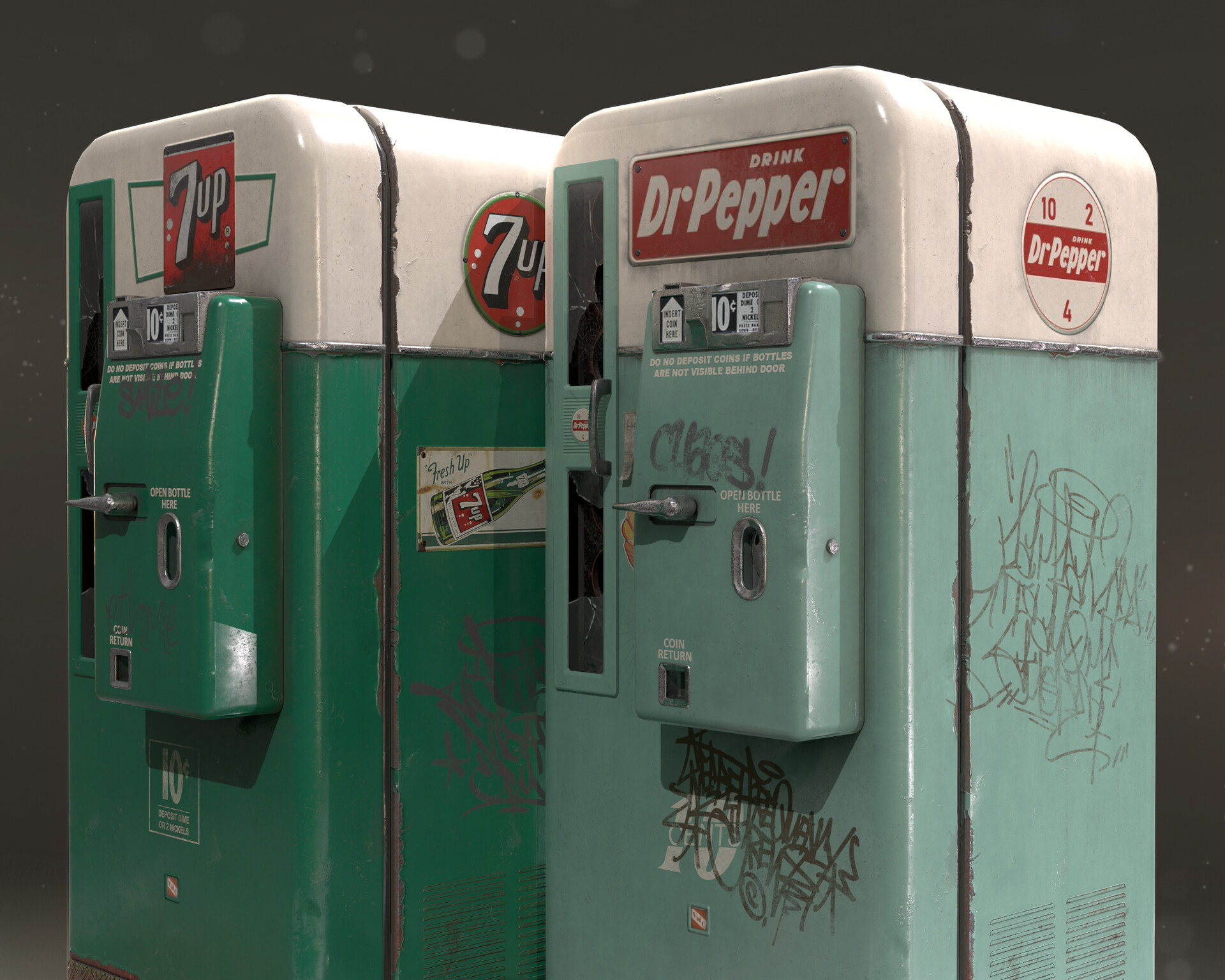 ArtStation - Vintage Vending Machine (7Up/Dr Pepper)