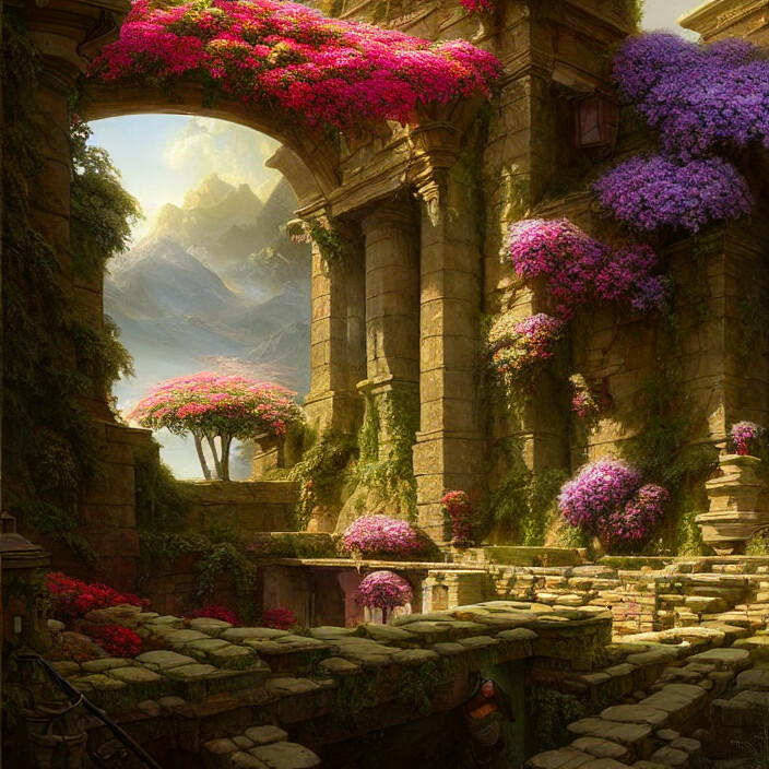 ArtStation - temple with flowers