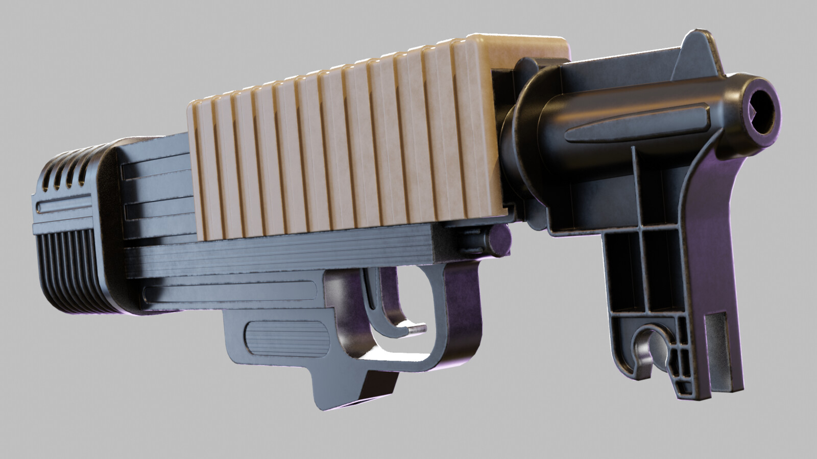 Close up of the original toy's barrel. This part of the toy was not used as part of the sprite in Doom, but I modeled it anyway for authenticity, and I think it looks cool. 