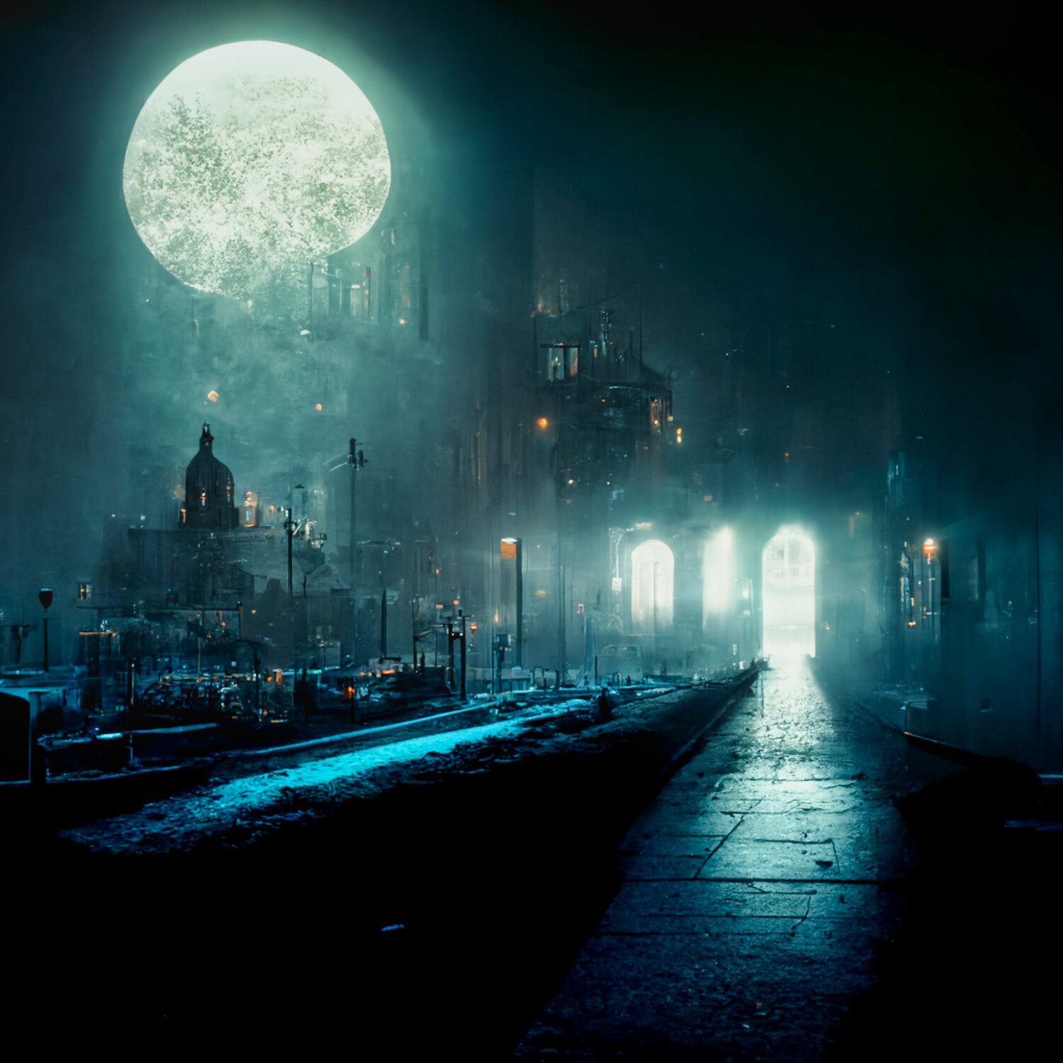 ArtStation - Dark City Under the Moonlight