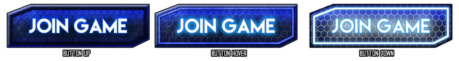 Join Game button design for idle, hover, and click states
