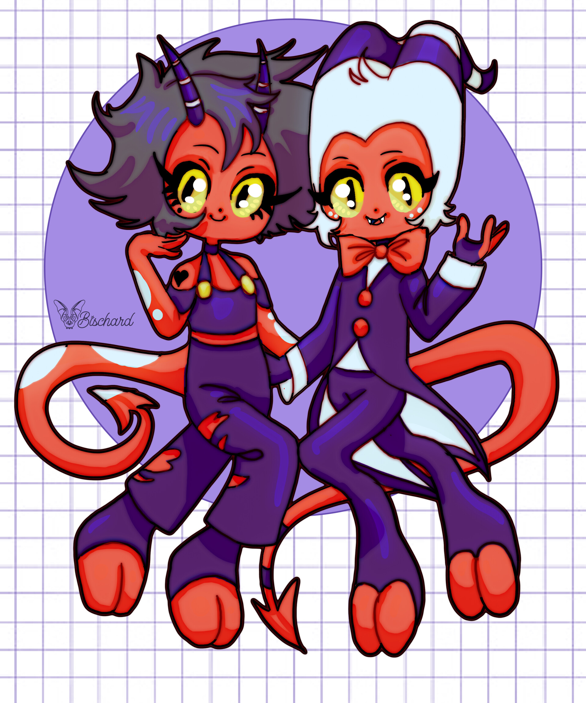 Artstation millie and moxxie helluva boss chibi fanart