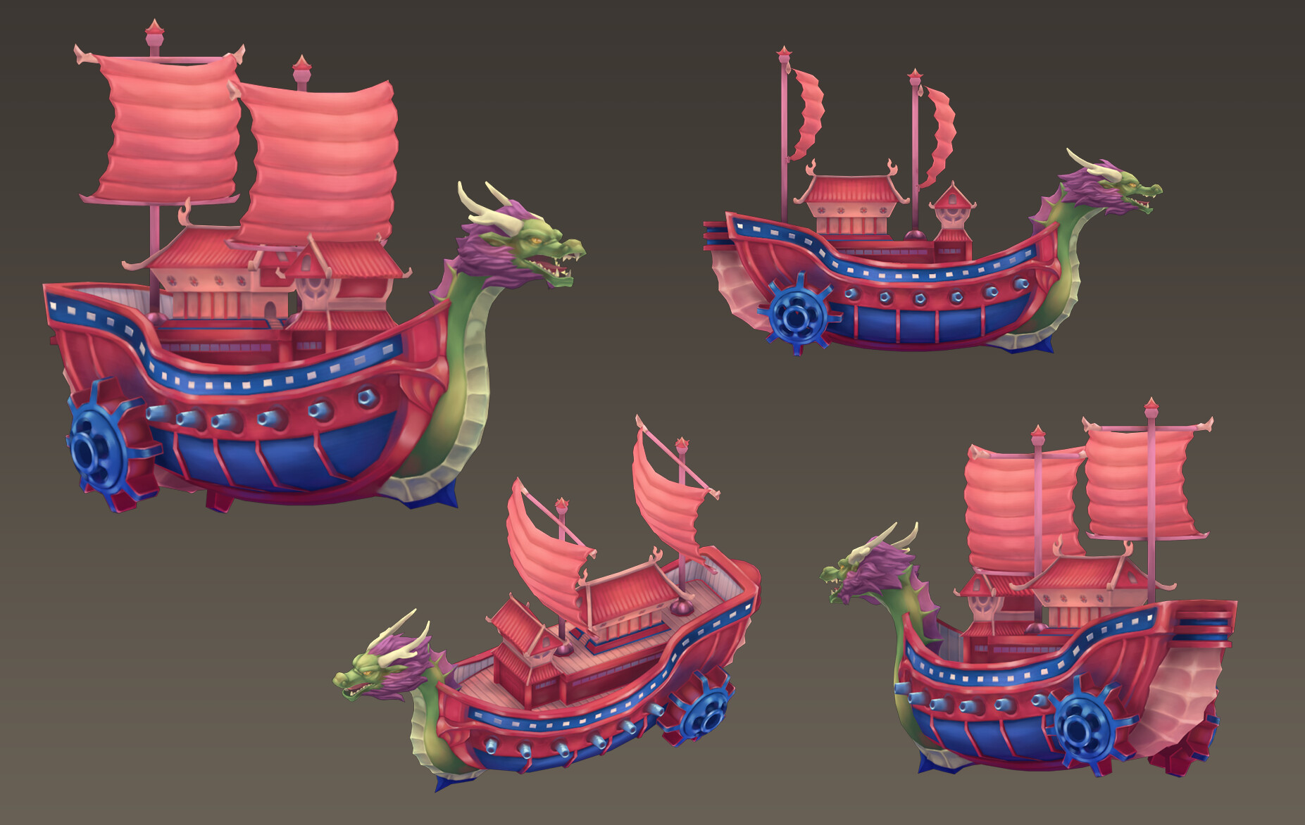 ArtStation dragon boat model&animation