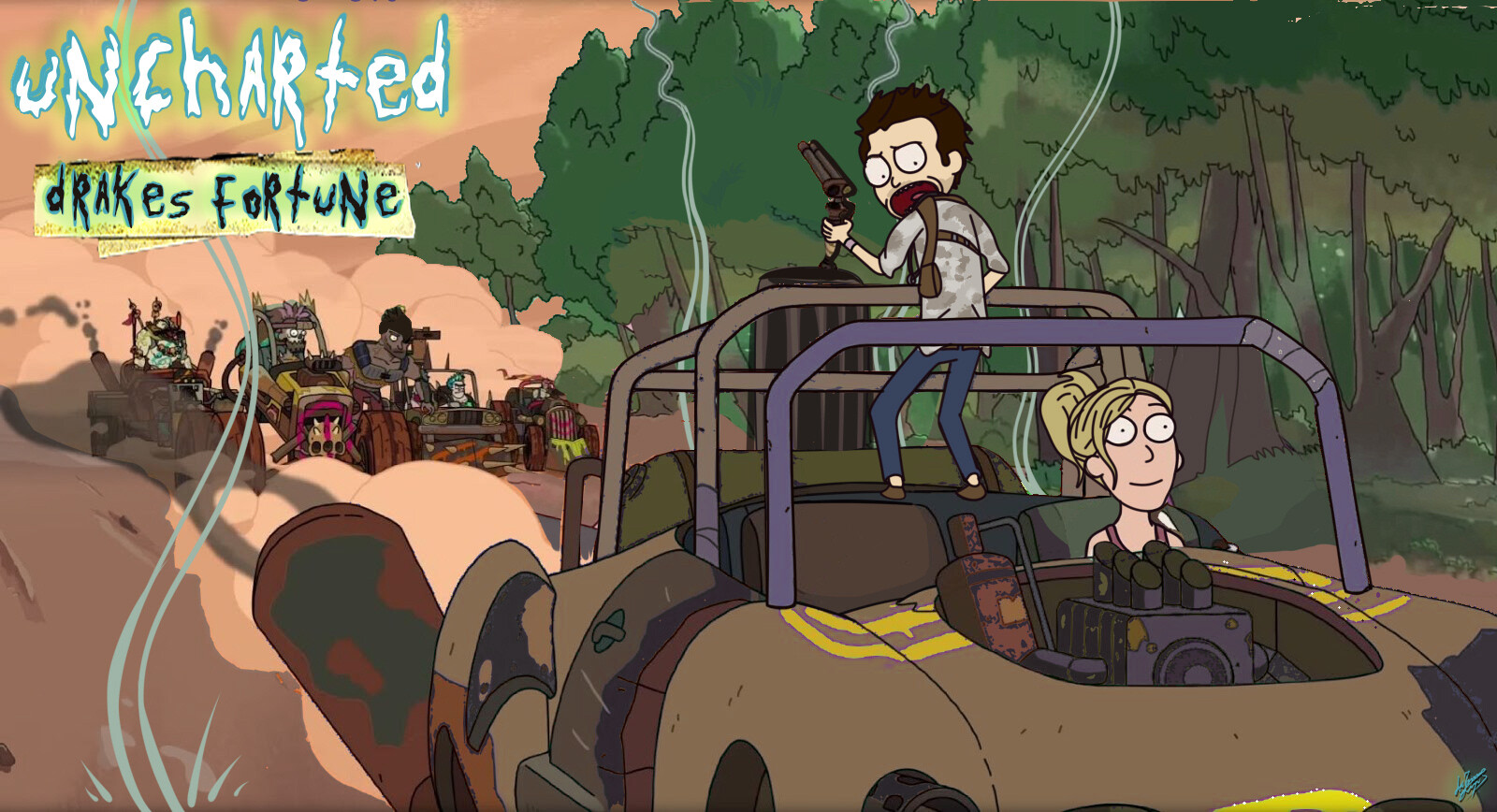 Uncharted: Drake's Fortune in Rick and Morty style Fan Art, Arianna Lu...