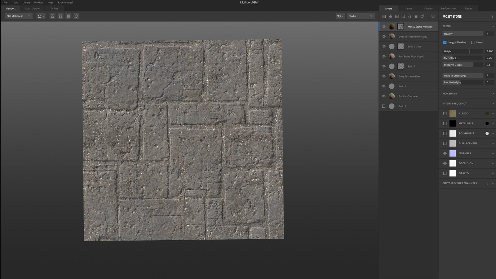 I then import them in Mixer and start layering other types of textures.
