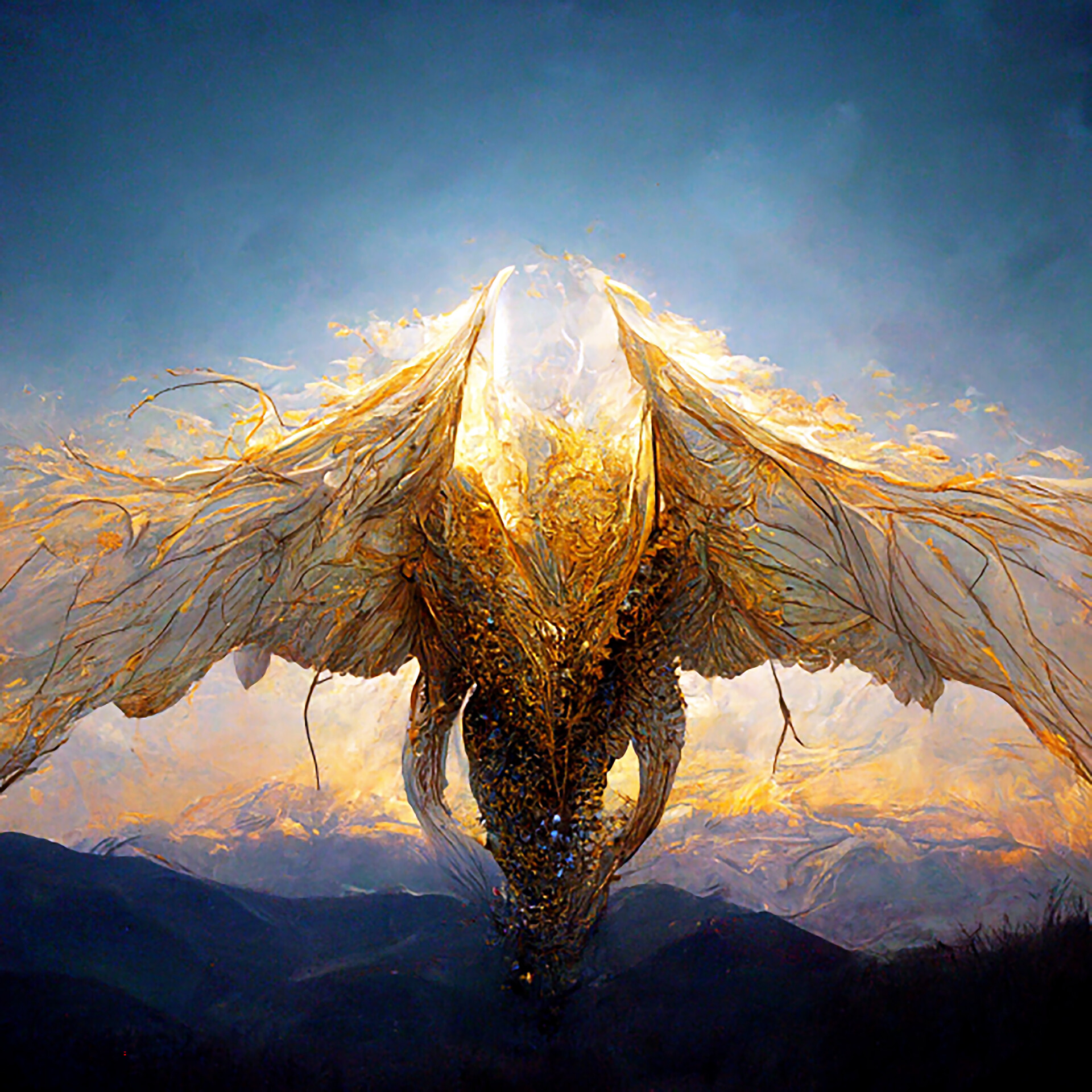 ArtStation Golden Dragon Flying away