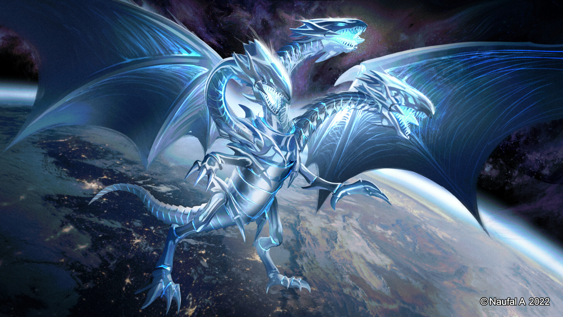 ArtStation - blue eyes white dragon (Yu-Gi-Oh fan art)
