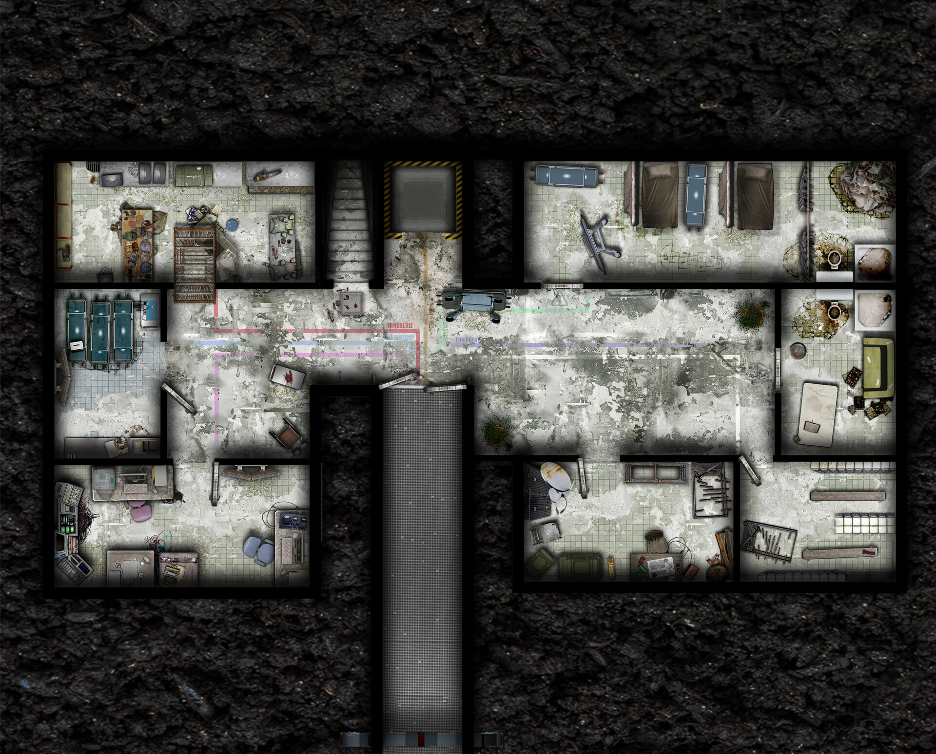 Artstation bunker shelter post apocalyptic horrific battlemap