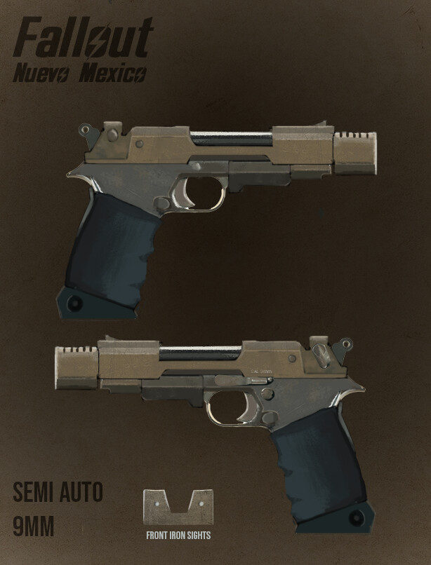 ArtStation My Fallout Nuevo Mexico 9mm handgun concept art