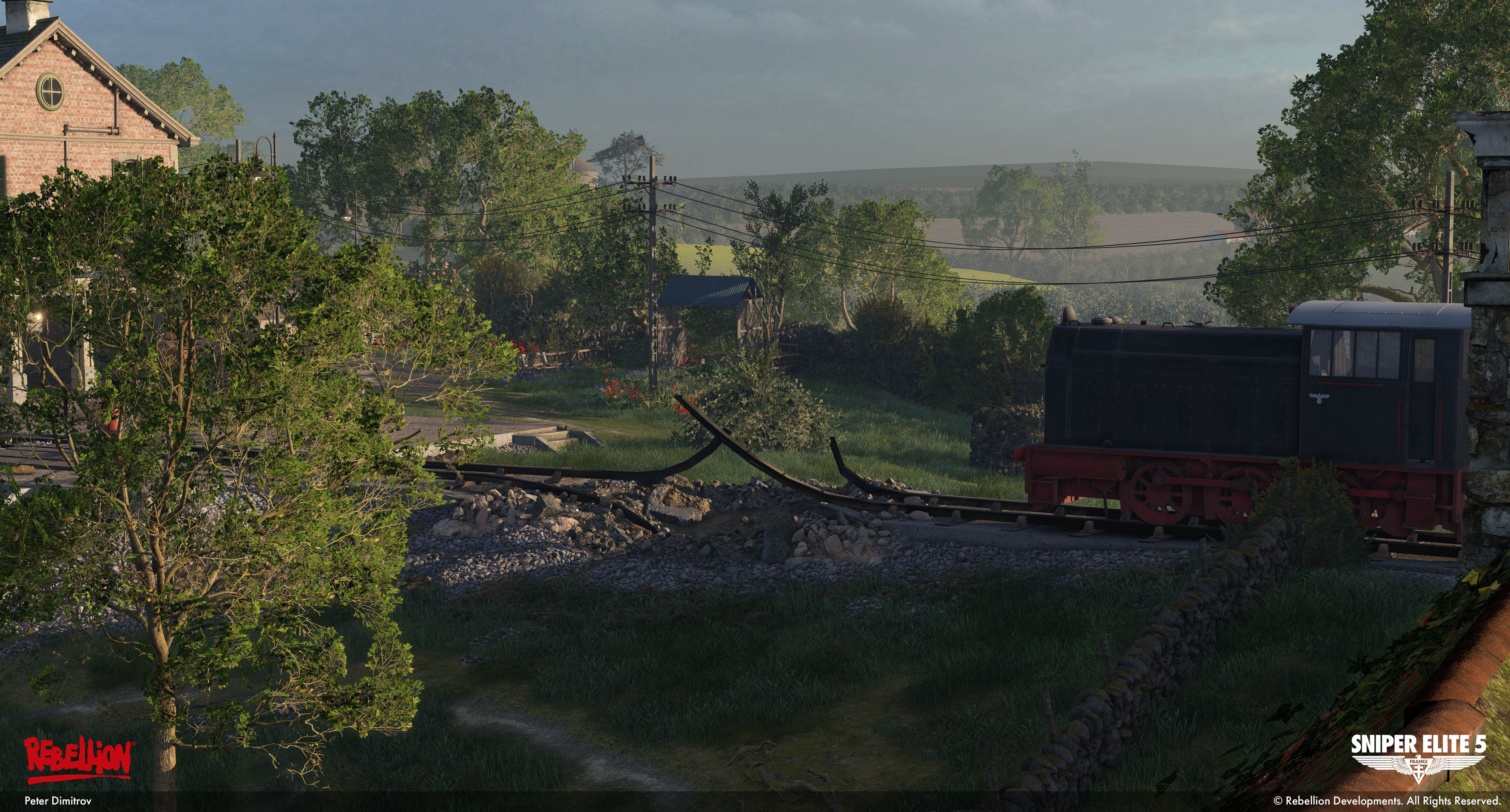 Bent train rails were made by Phil.