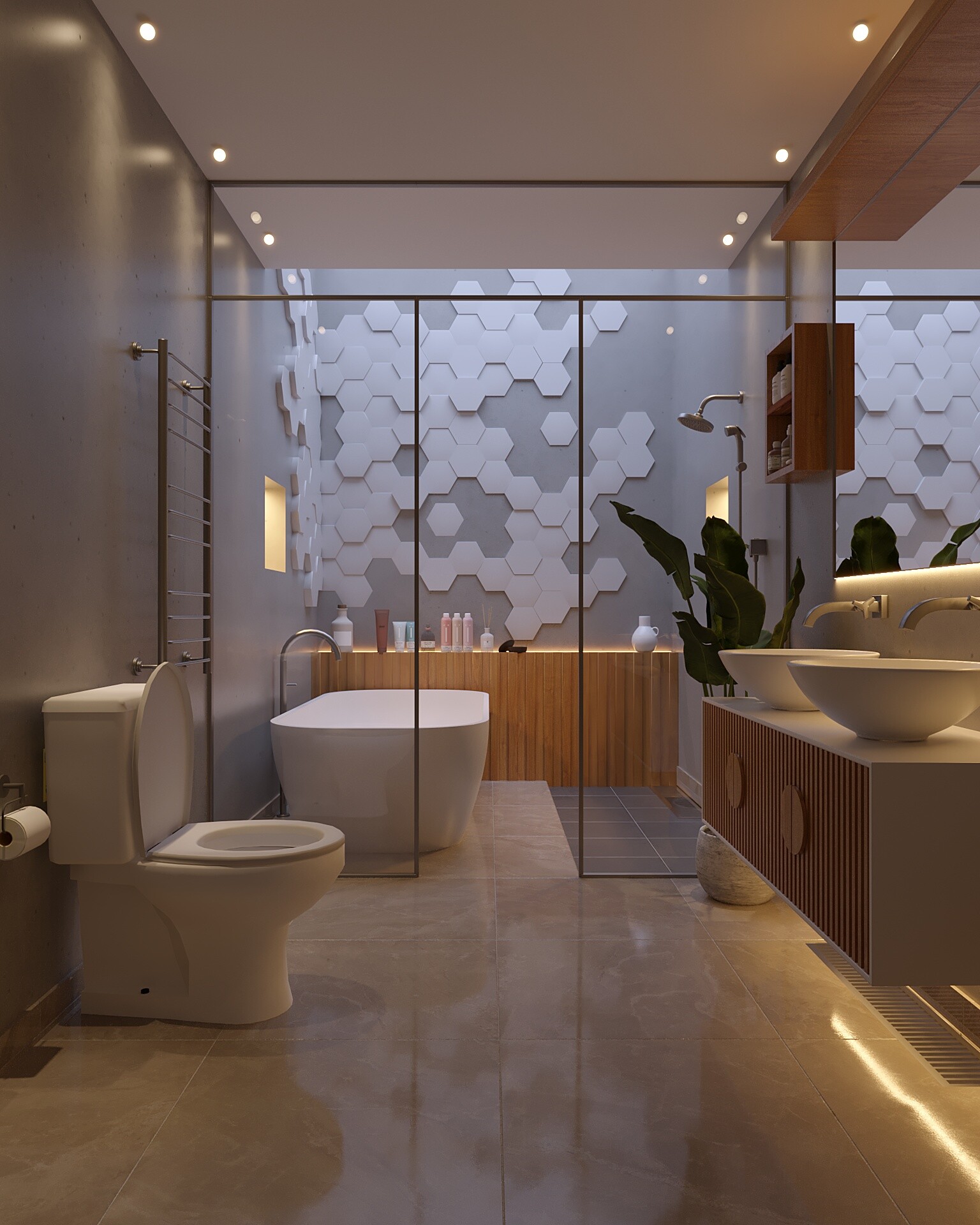 ArtStation MODERN DOUBLE SHOWER WET ROOM