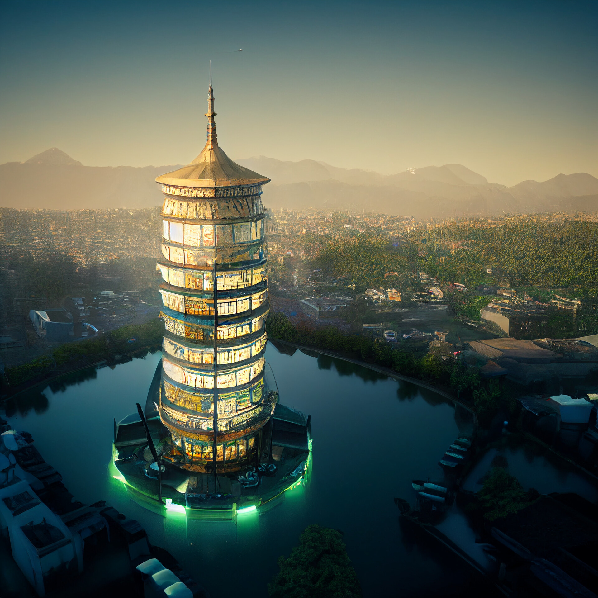 ArtStation - a giant fish tank shaped like a tower in kathmandu