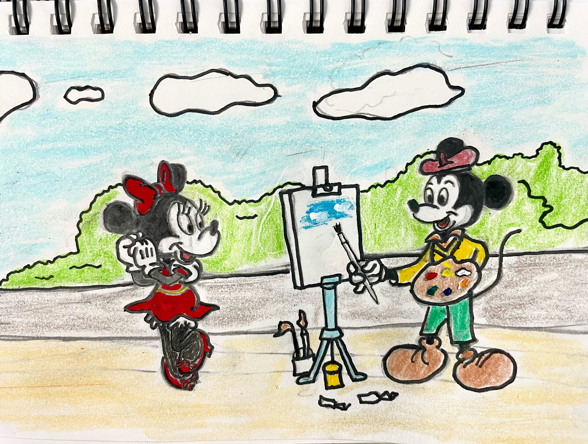 ArtStation Mickey and Minnie Mouse drawing 🎨