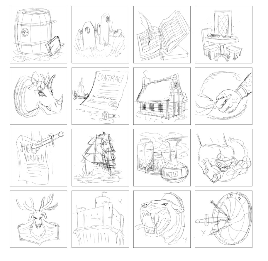 Thumbnails for the insert illustrations (some didn't make the final cut)