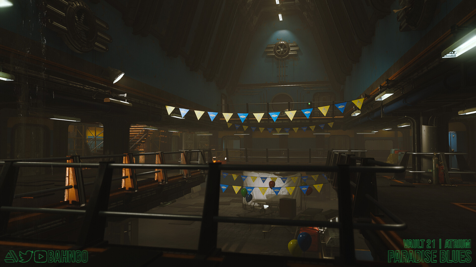 Artstation vault 21 atrium paradise blues fallout zombies 