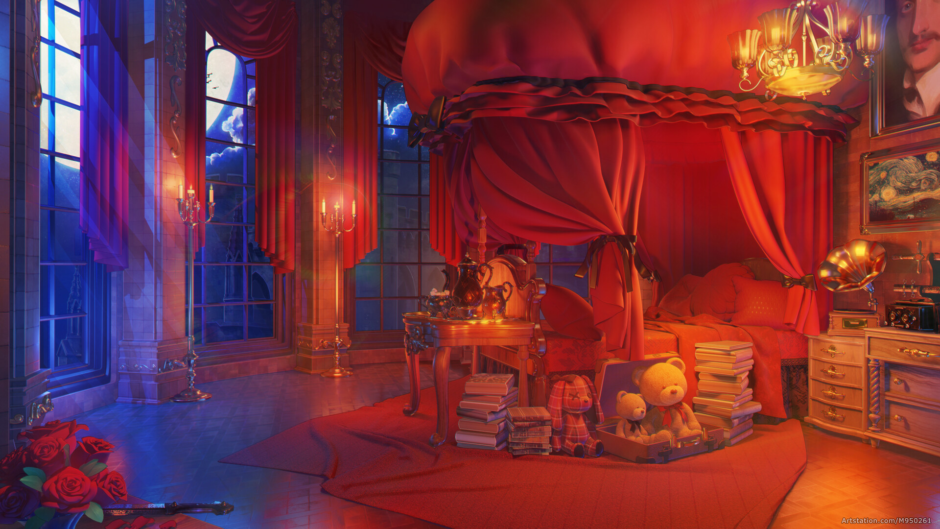 ArtStation Gothic bedroom Night