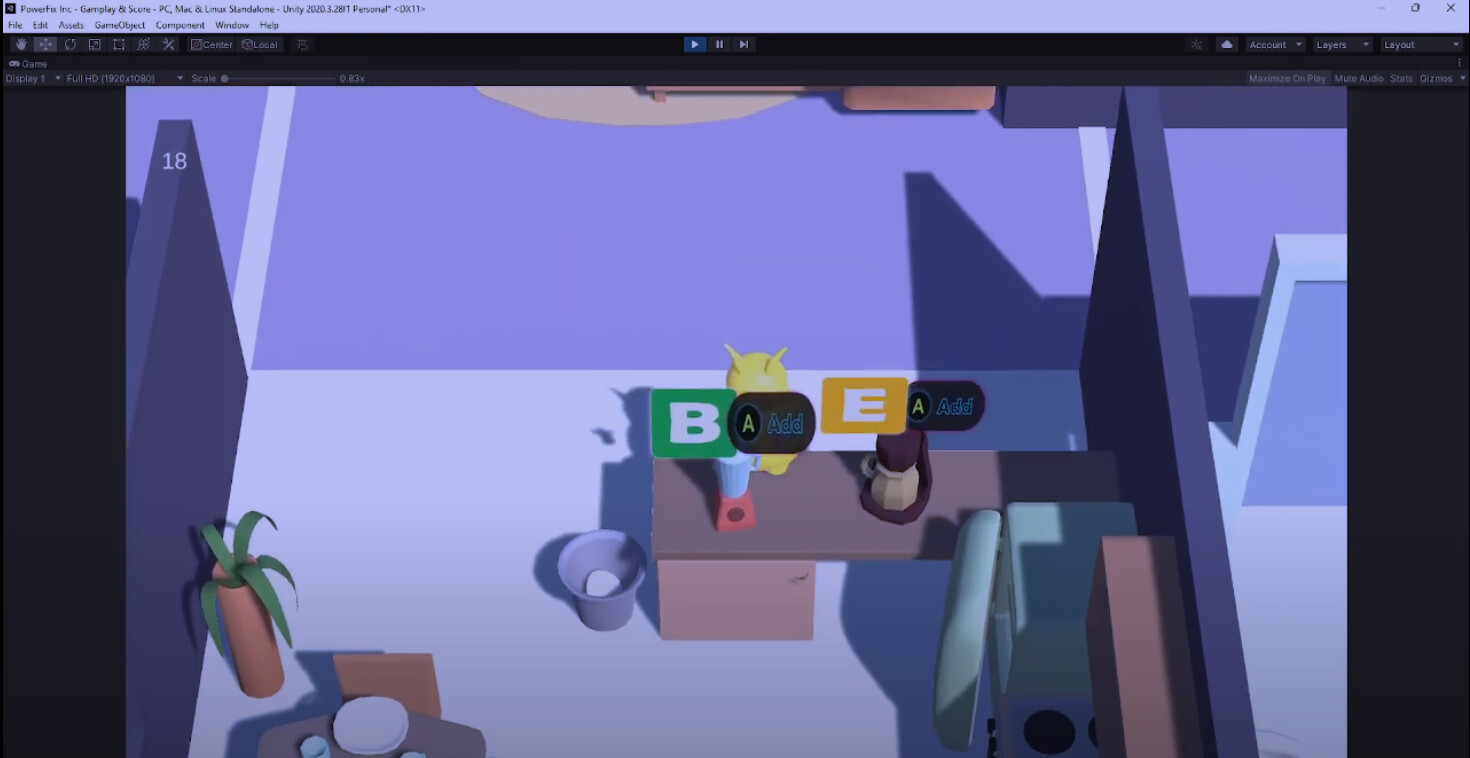 Gameplay UI (Concept phase): Designed and tested Energy Level indicating the game object's energy consumption level and Console Button for user input to add the object. I also modeled the refrigerator in the scene.