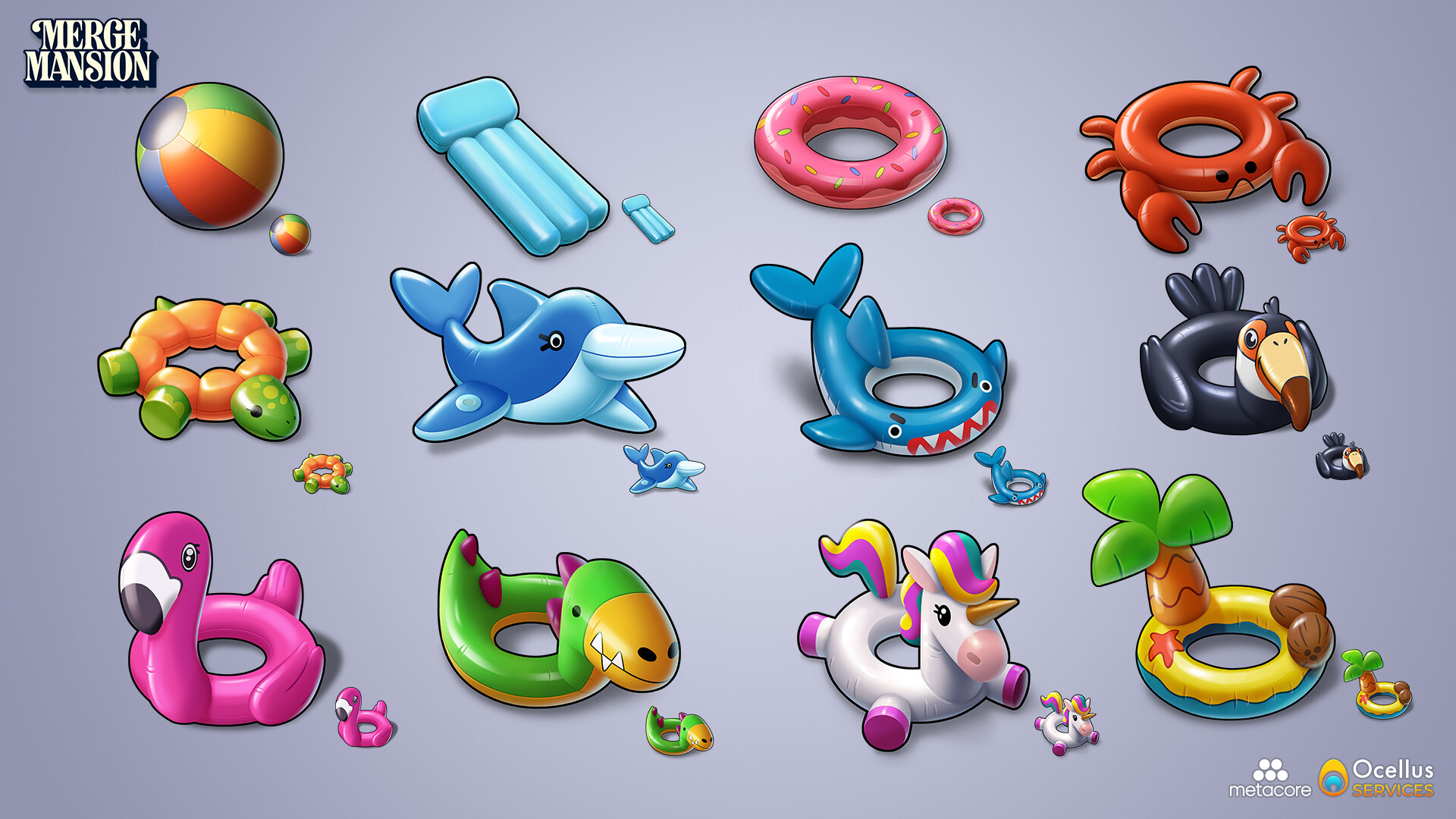 Ocellus SERVICES Merge Mansion Casey and Skatie Pool Toys