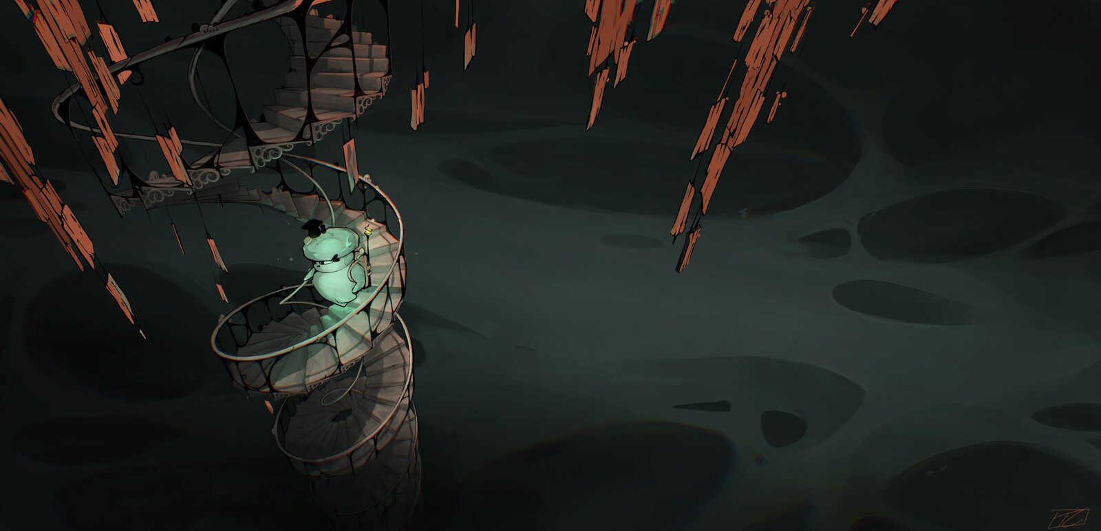 The staircase beneath The Library
