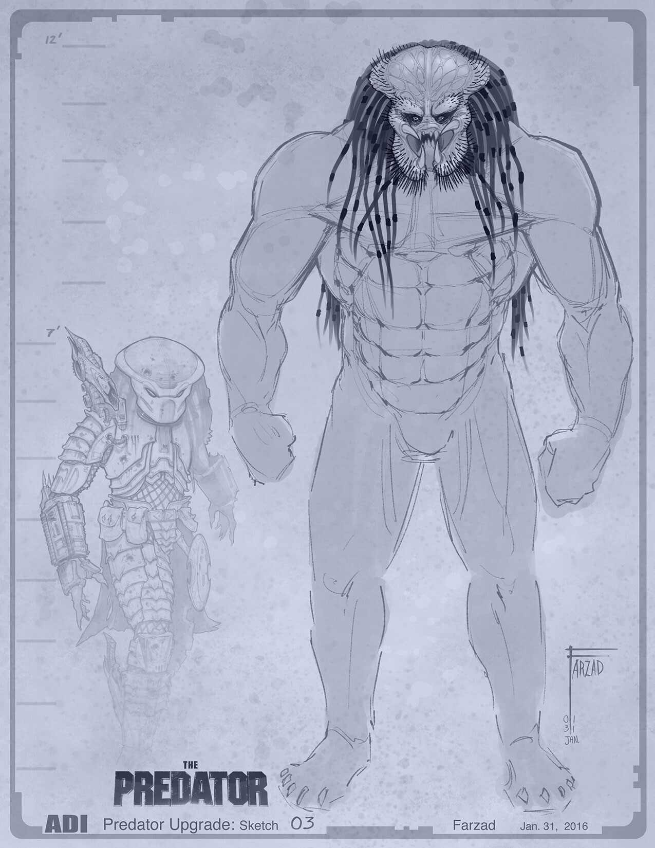 Set of the Living Corpse plus Predator fashion sketch