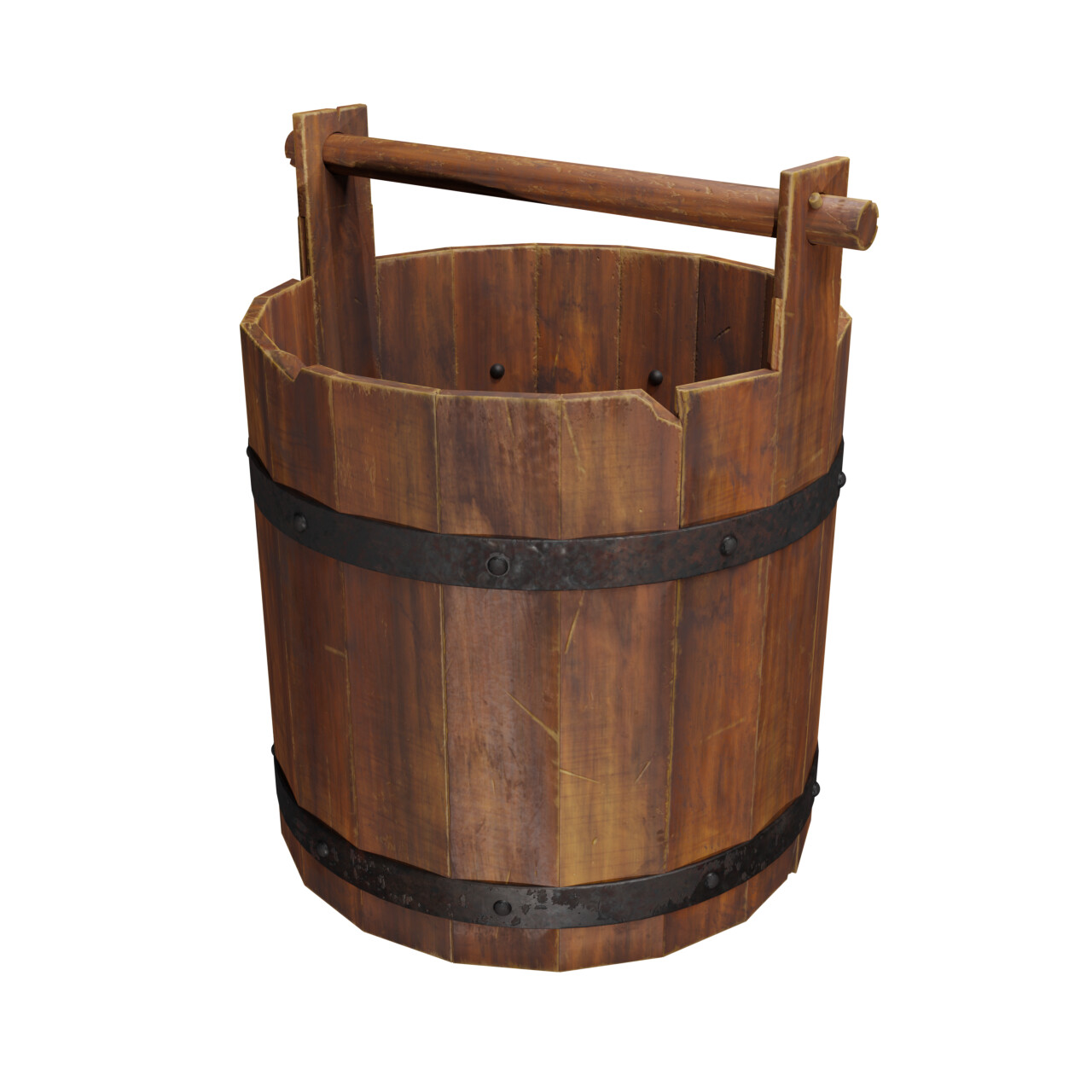 ArtStation Wooden Bucket 3D Model Free Download Material Flap