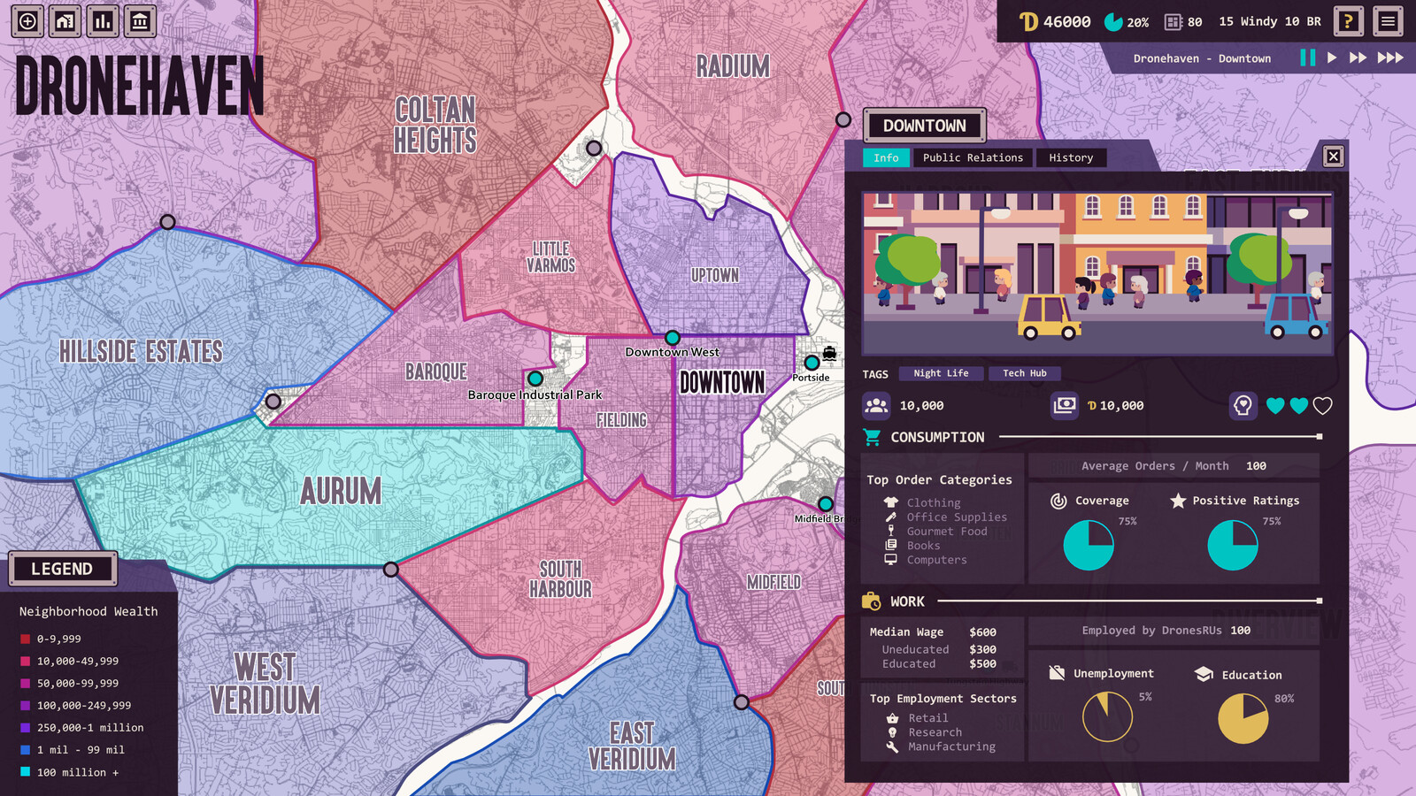 Wealth overlay mockup showing details about a specific neighborhood.