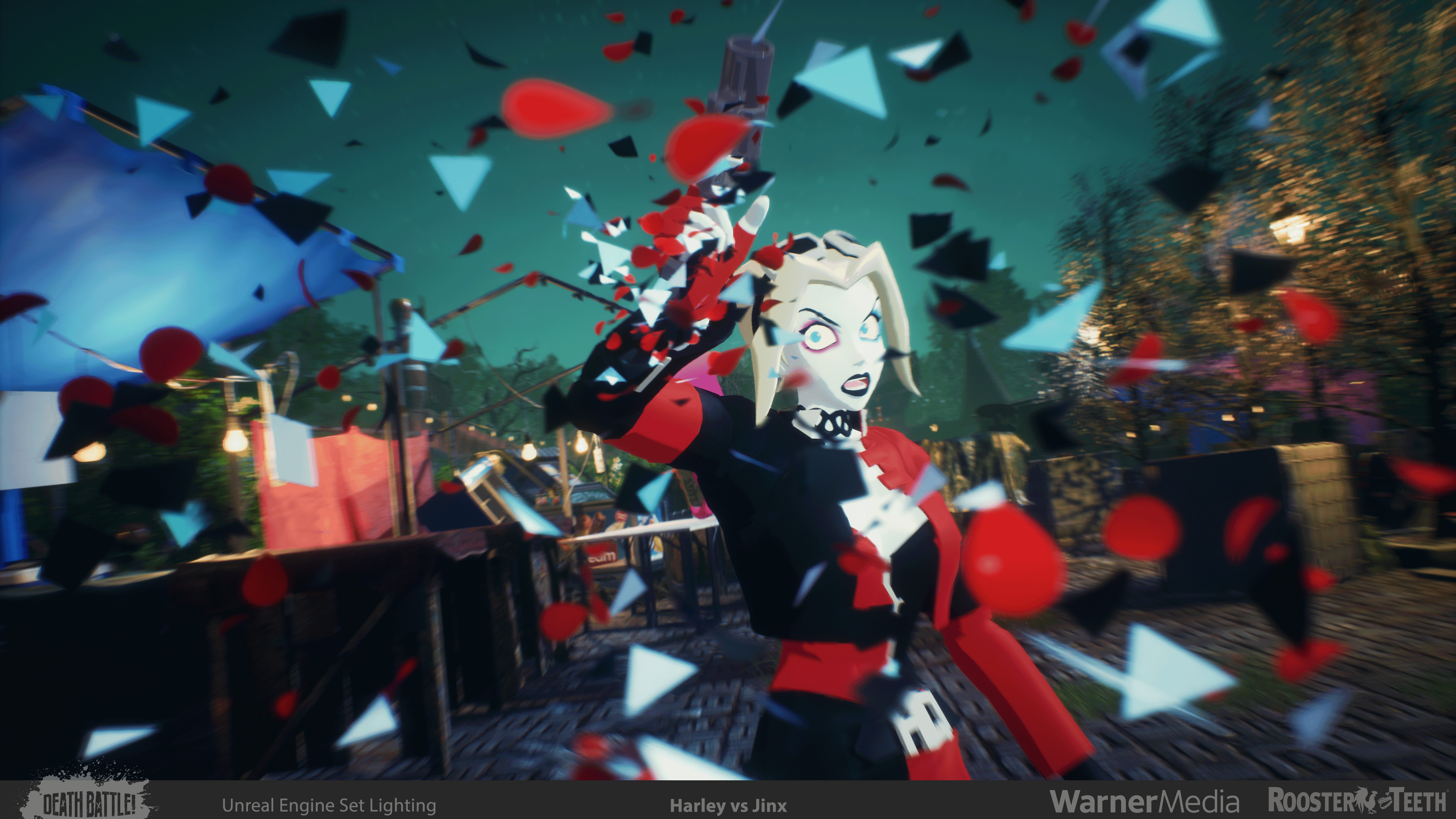 Still from the episode. Confetti fun.