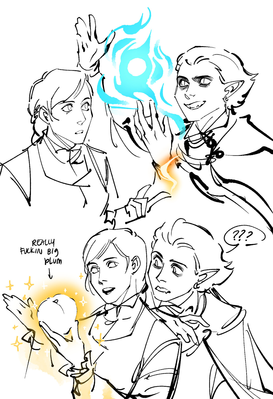 Flavius and Lenka demonstrating their respective magic to each other