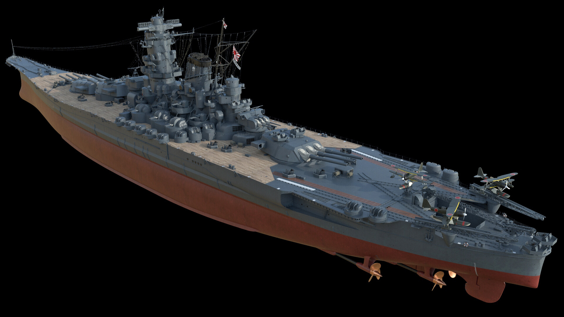 Artstation japanese battleship yamato appearance as in 1945 
