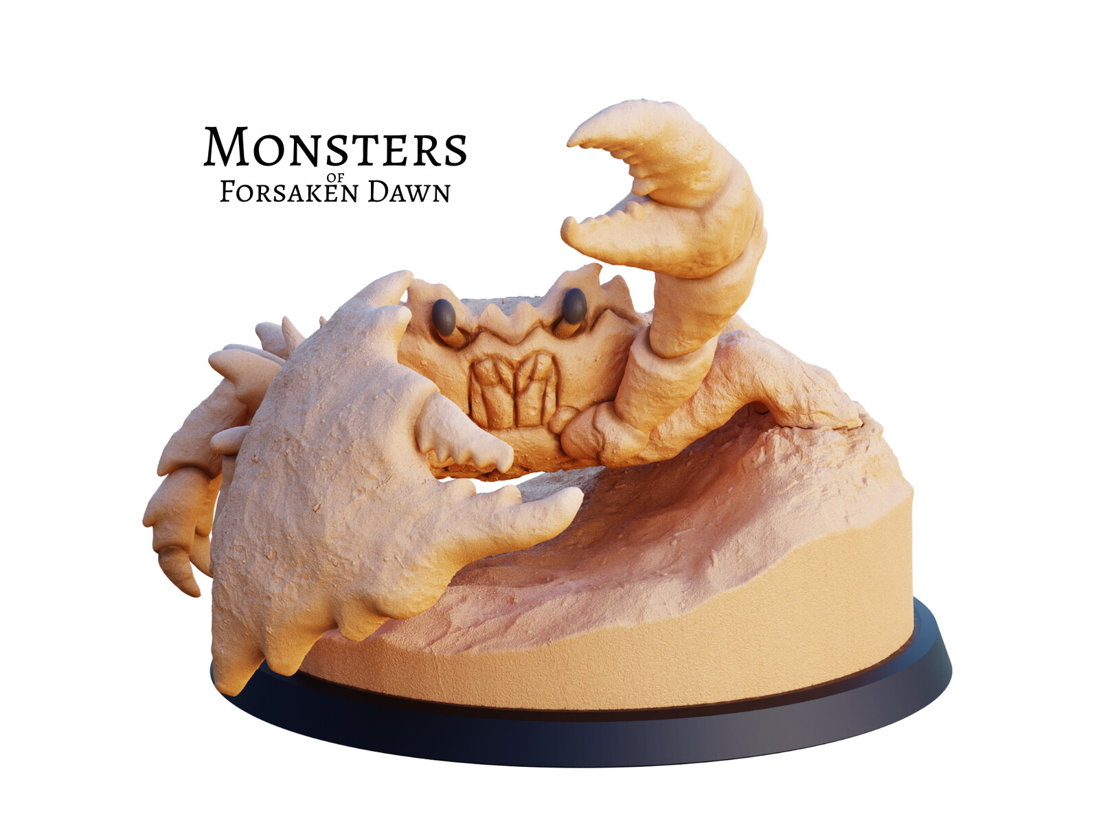 Full-color render of the 3D miniature. This is a Sand Quirk, a monster from Forsaken Dawn.
