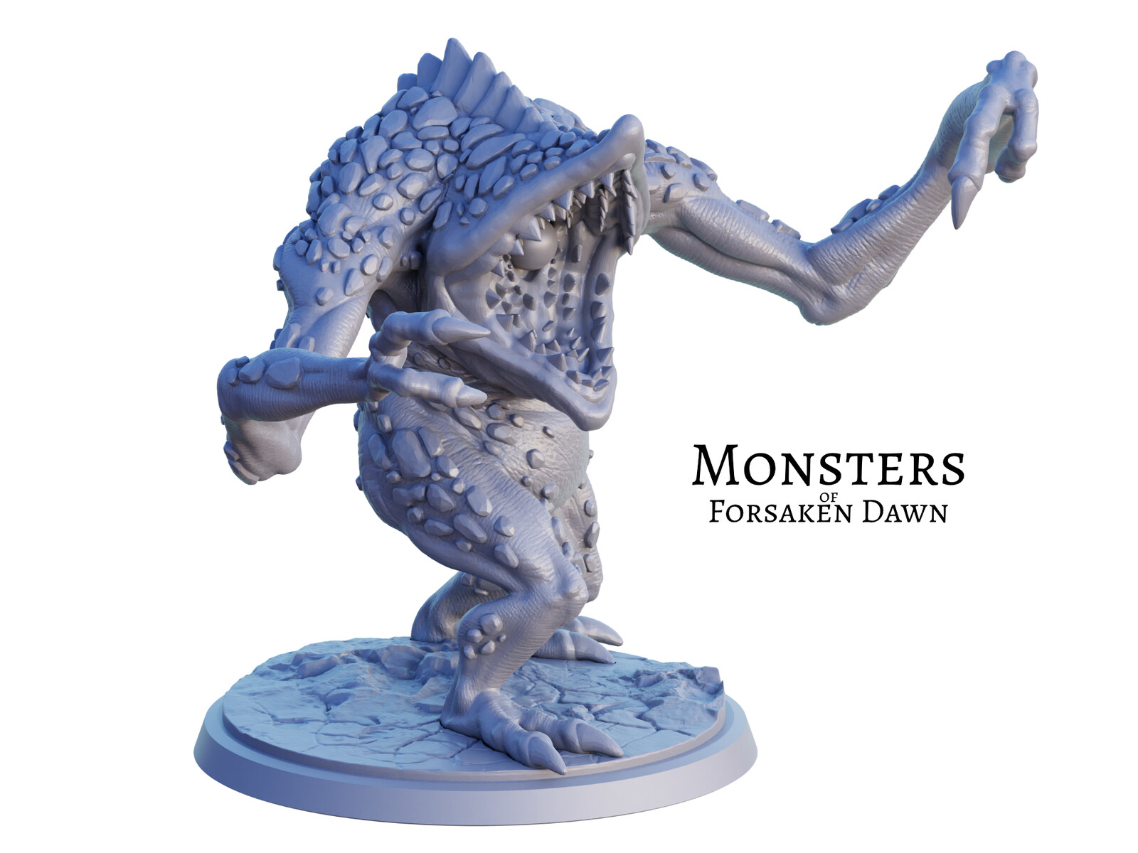 Grey render of the 3D miniature. This is a Hungering Horror, a monster from Forsaken Dawn.
