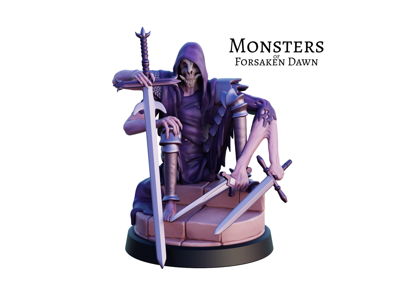 Full-color render of the 3D miniature. This is a Harbinger of Despair, a monster from Forsaken Dawn.