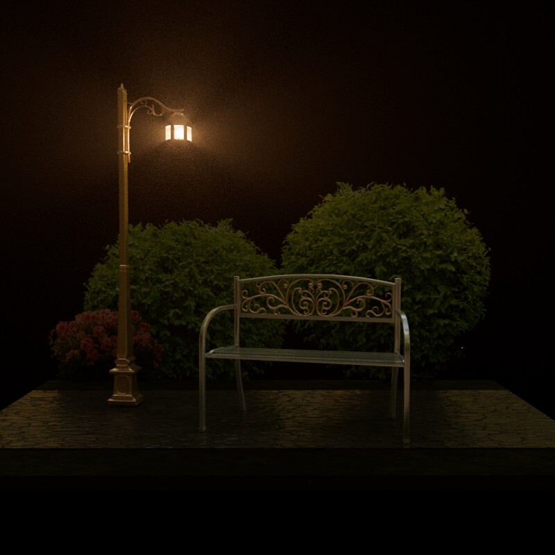 Outdoor Bench In The Park