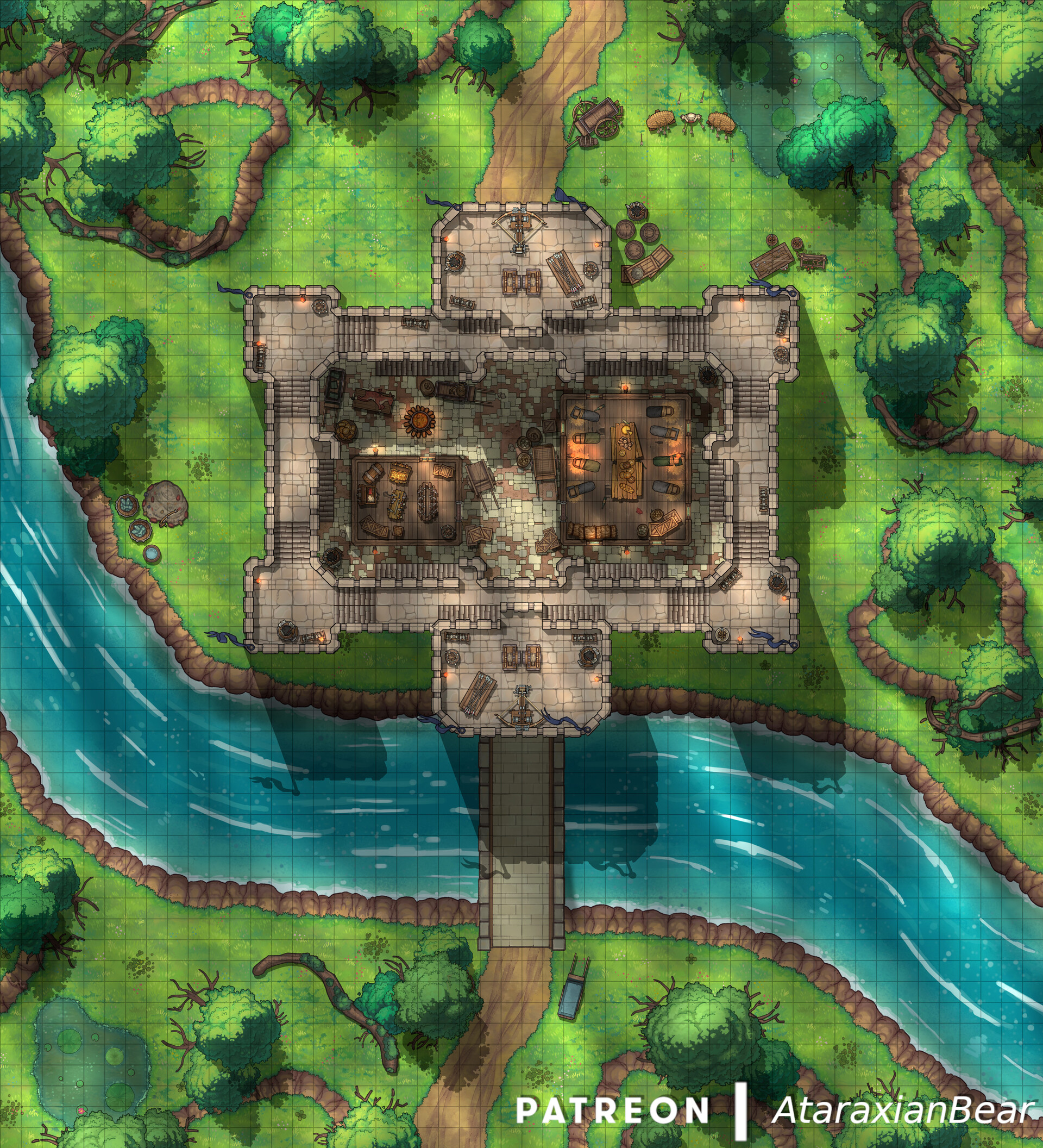 Artstation a customs fortress at a river 50x55 