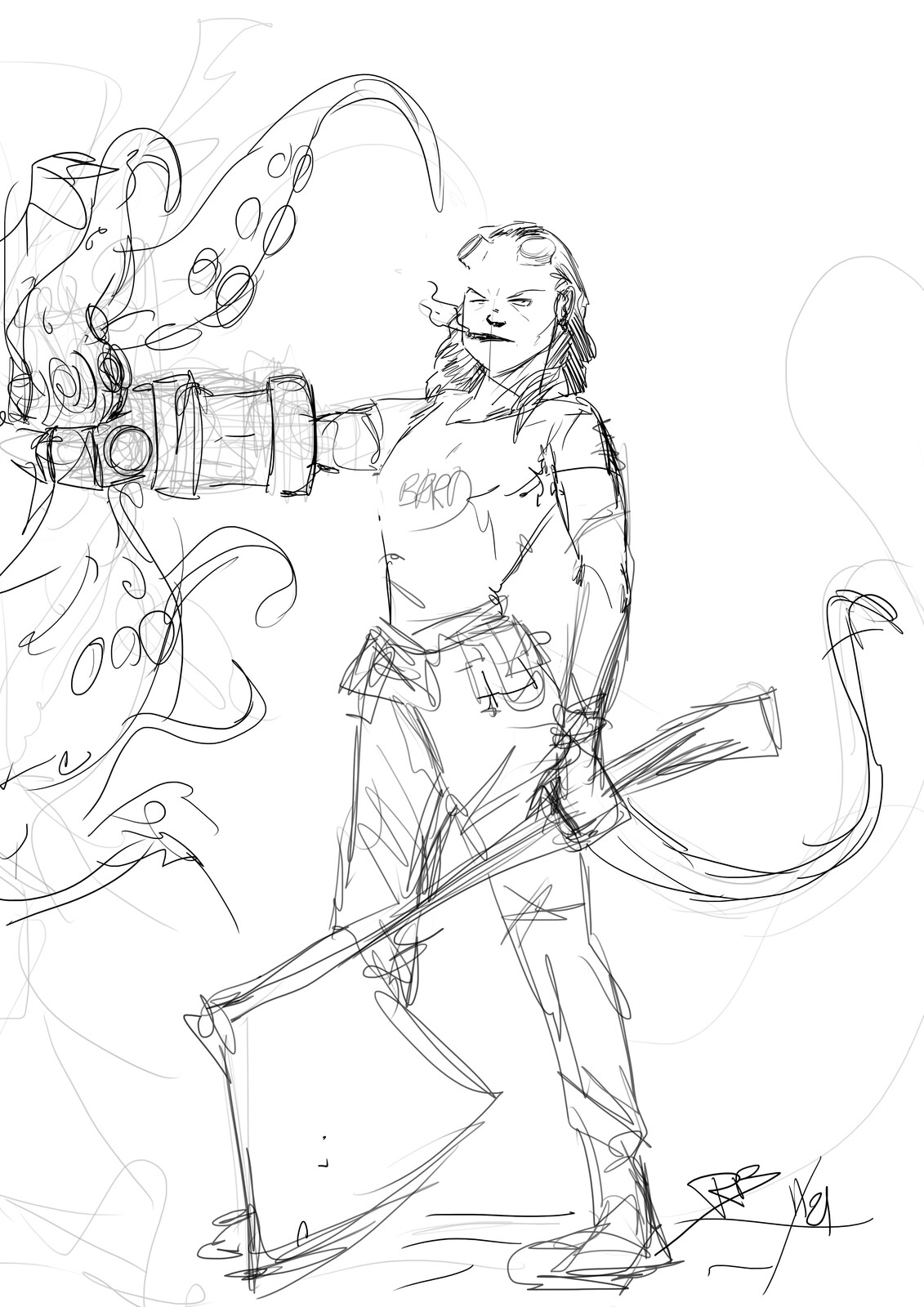 HellGirl vs Cthulhu -  sketch