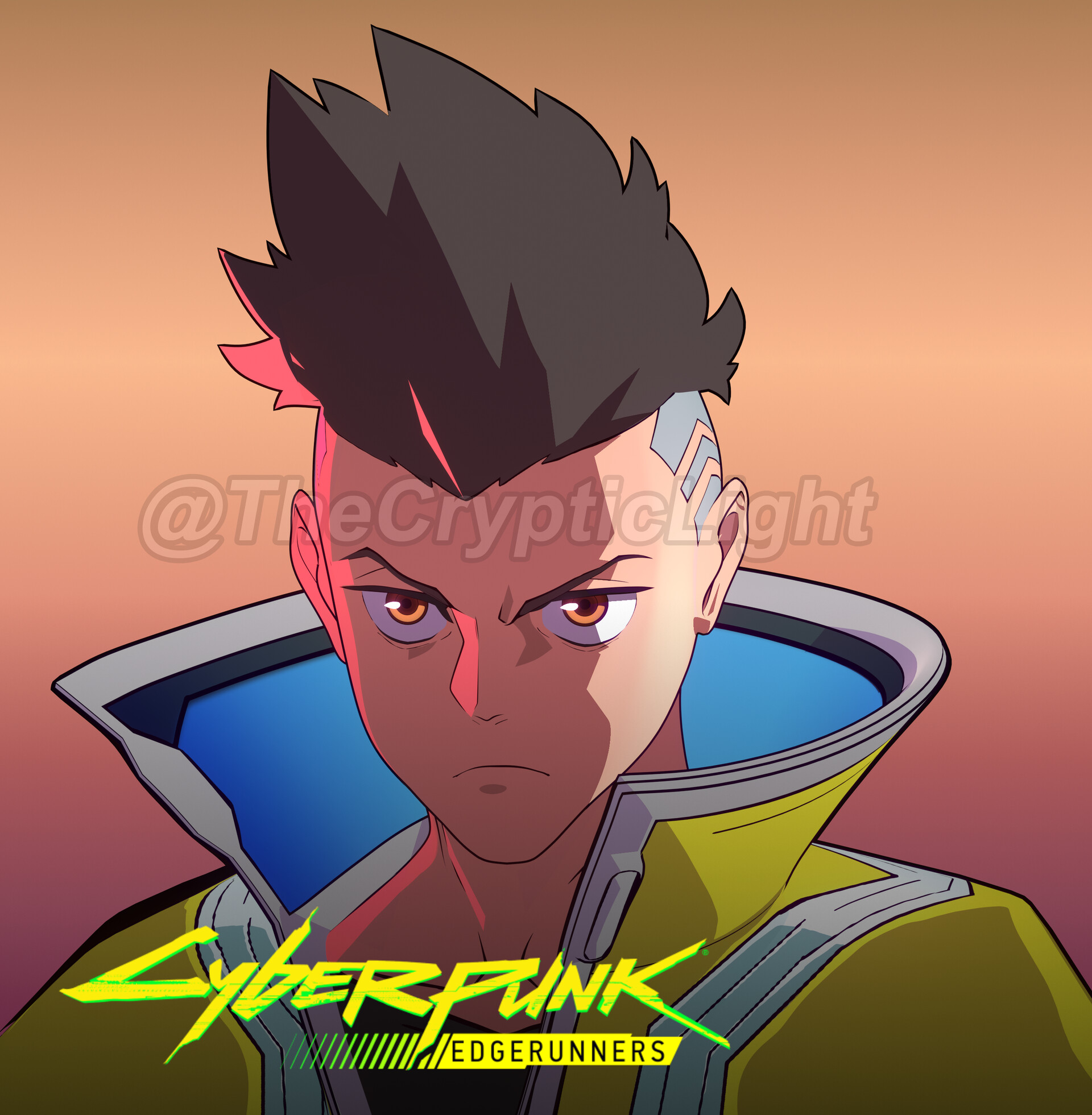David's face on early Cyberpunk Edgerunners wallpaper for our